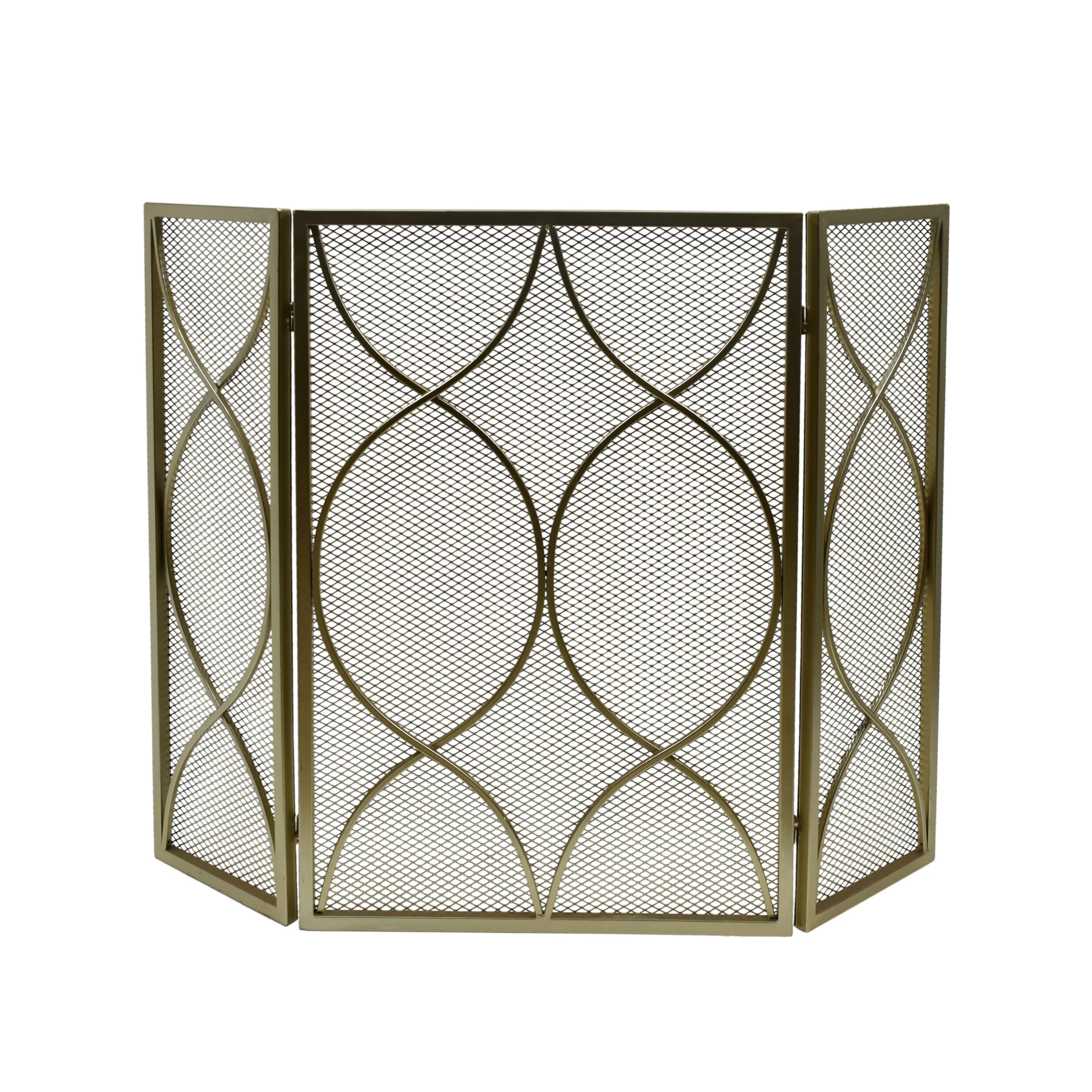 Laylah Modern Three Panel Iron Firescreen - furnishings