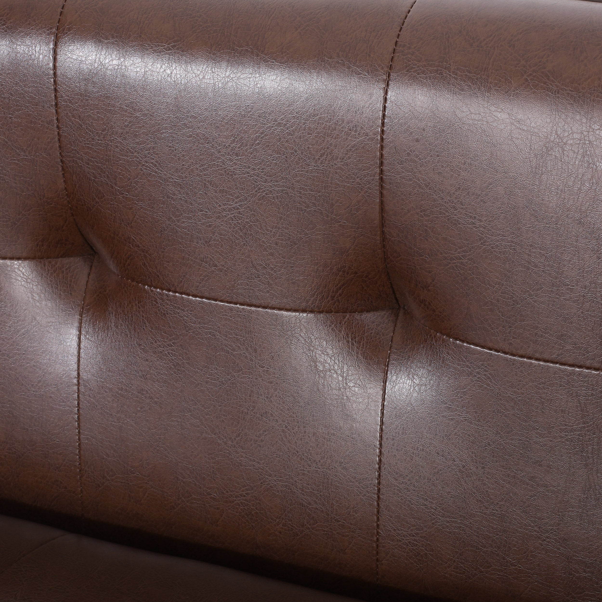 Stefan Mid Century Modern Faux Leather Tufted 3 Seater Sofa - furnishings