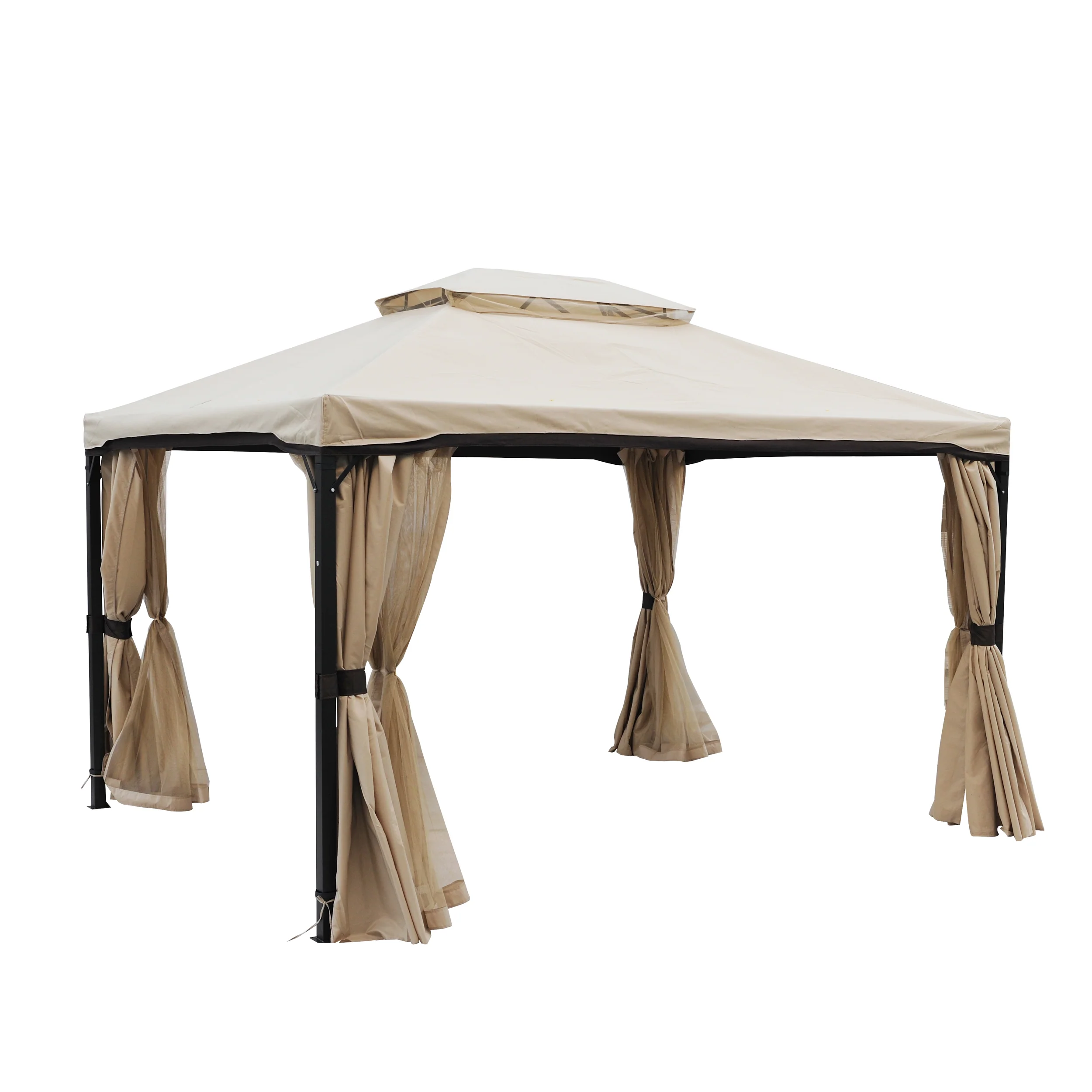 Erika Outdoor 10' x 12' Gazebo with Water Resistant Canopy, Beige - furnishings