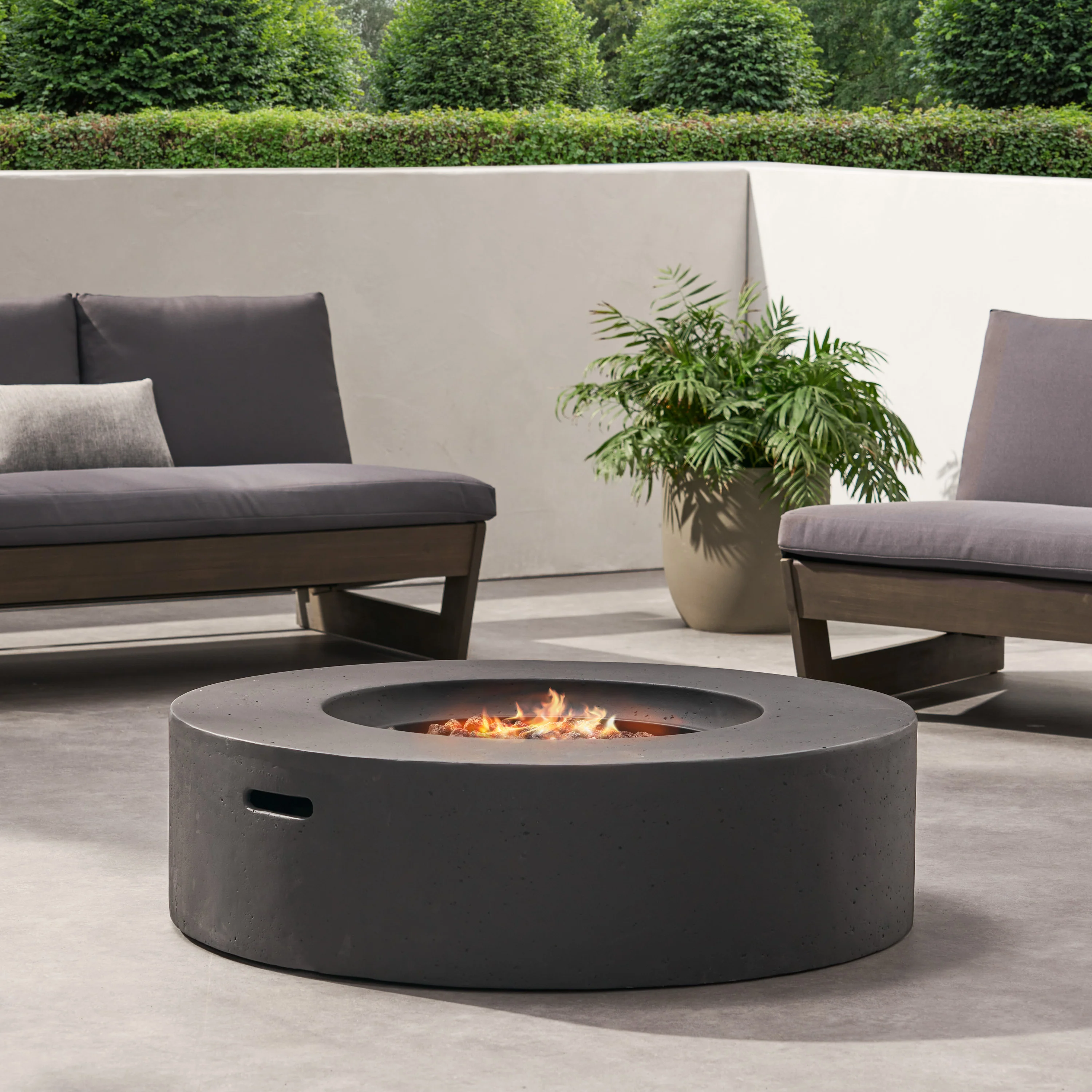 Hearth Outdoor 50,000 BTU Lightweight Concrete Circular Fire Pit (No Tank Holder) - furnishings