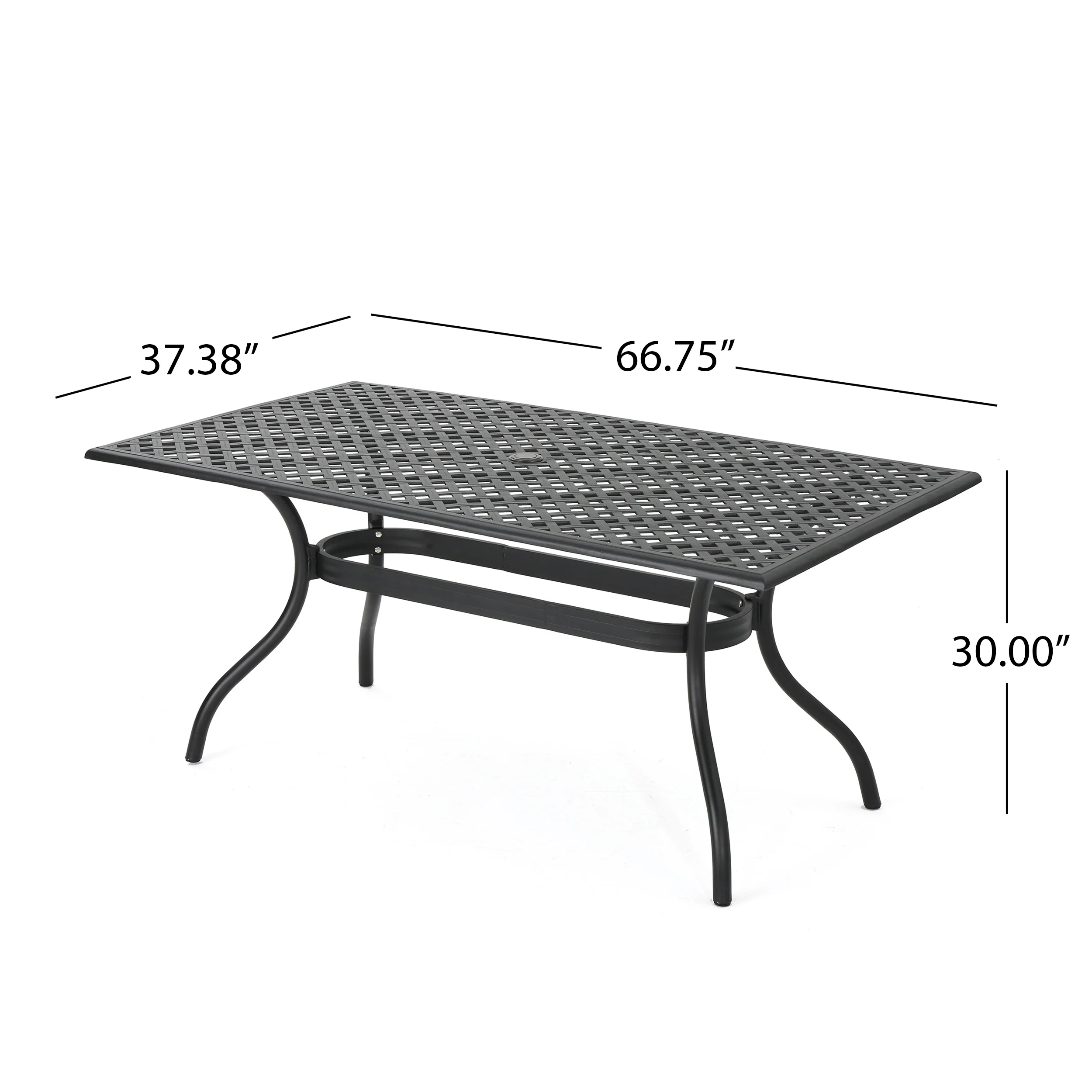 Marietta 7-piece Black Cast Aluminum Outdoor Dining Set - furnishings