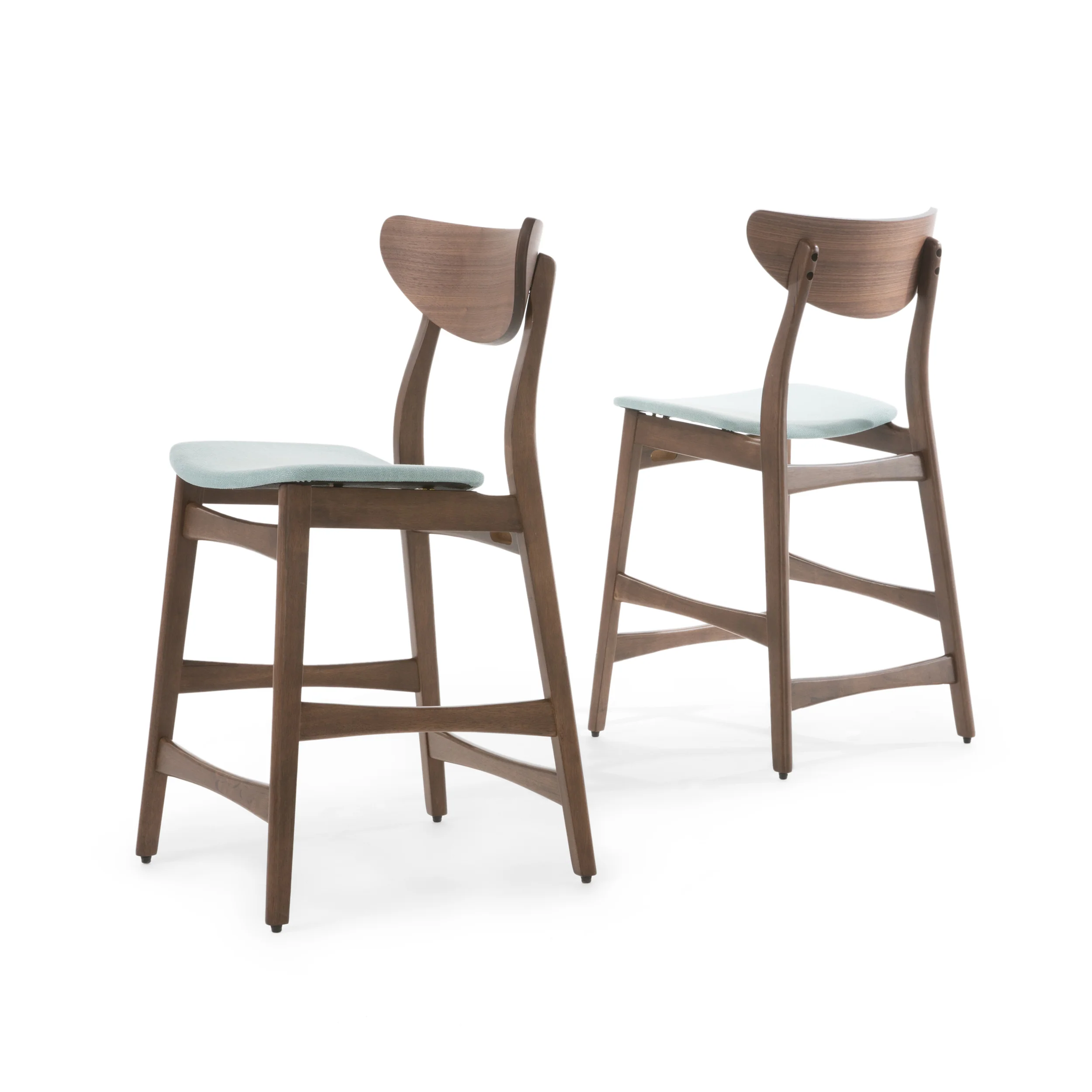 Molle Walnut Finish Mid-Century Modern 24-Inch Counter Stools (Set of 2) - furnishings