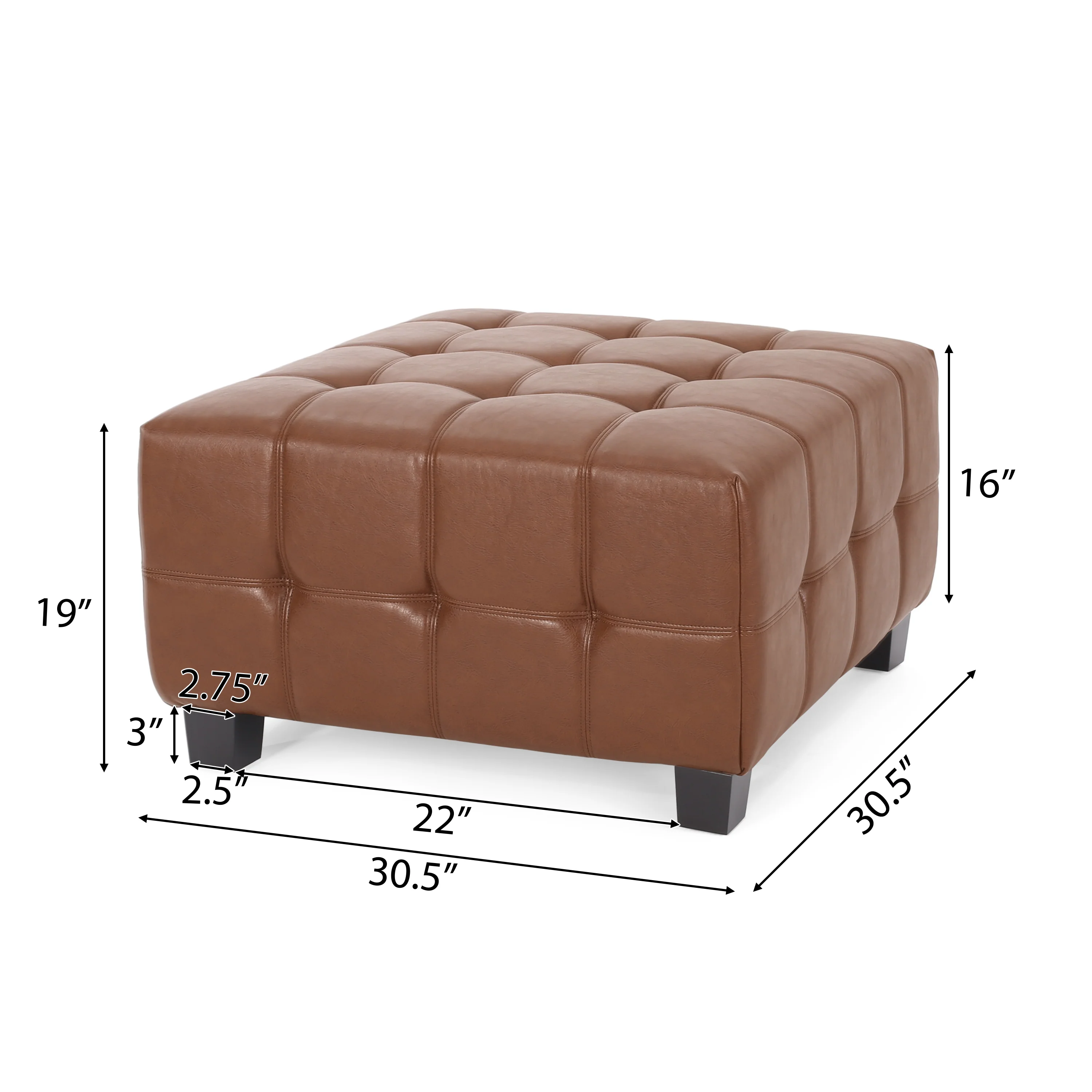 Littell Faux Leather Tufted Ottoman - furnishings