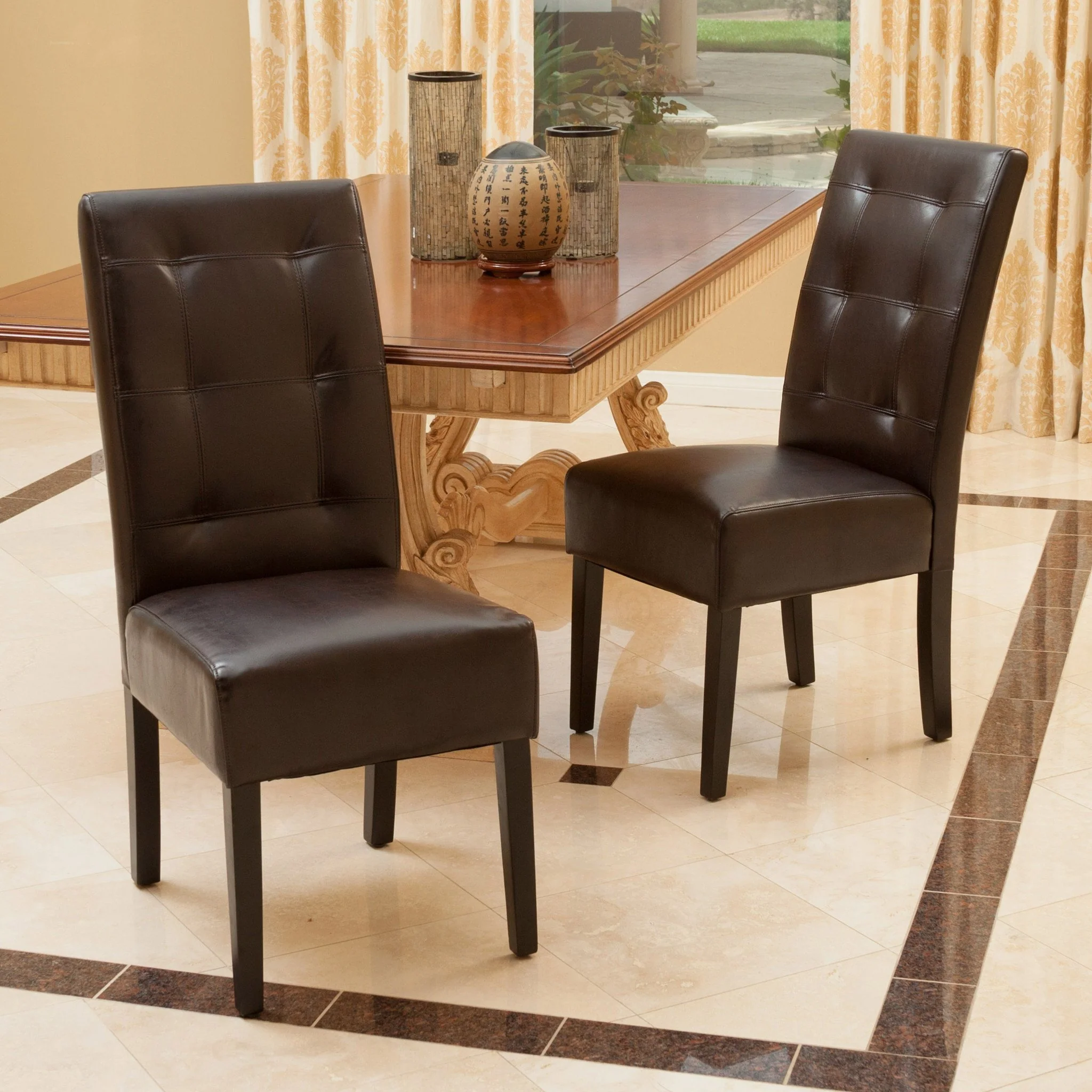 Haynes Brown Leather Dining Chairs (Set of 2) - furnishings