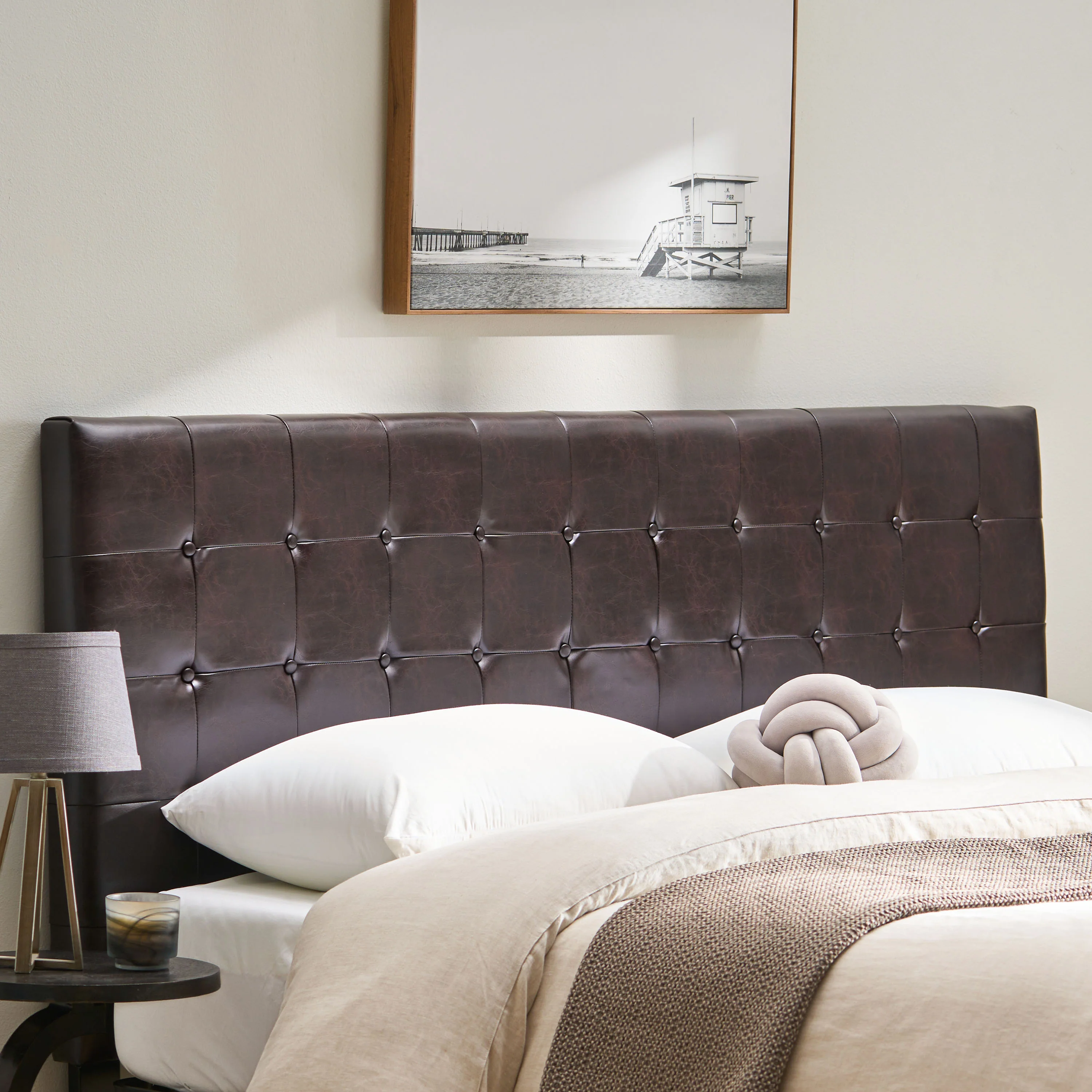 Lucca Tufted Bonded Leather King/Cal King Headboard - furnishings