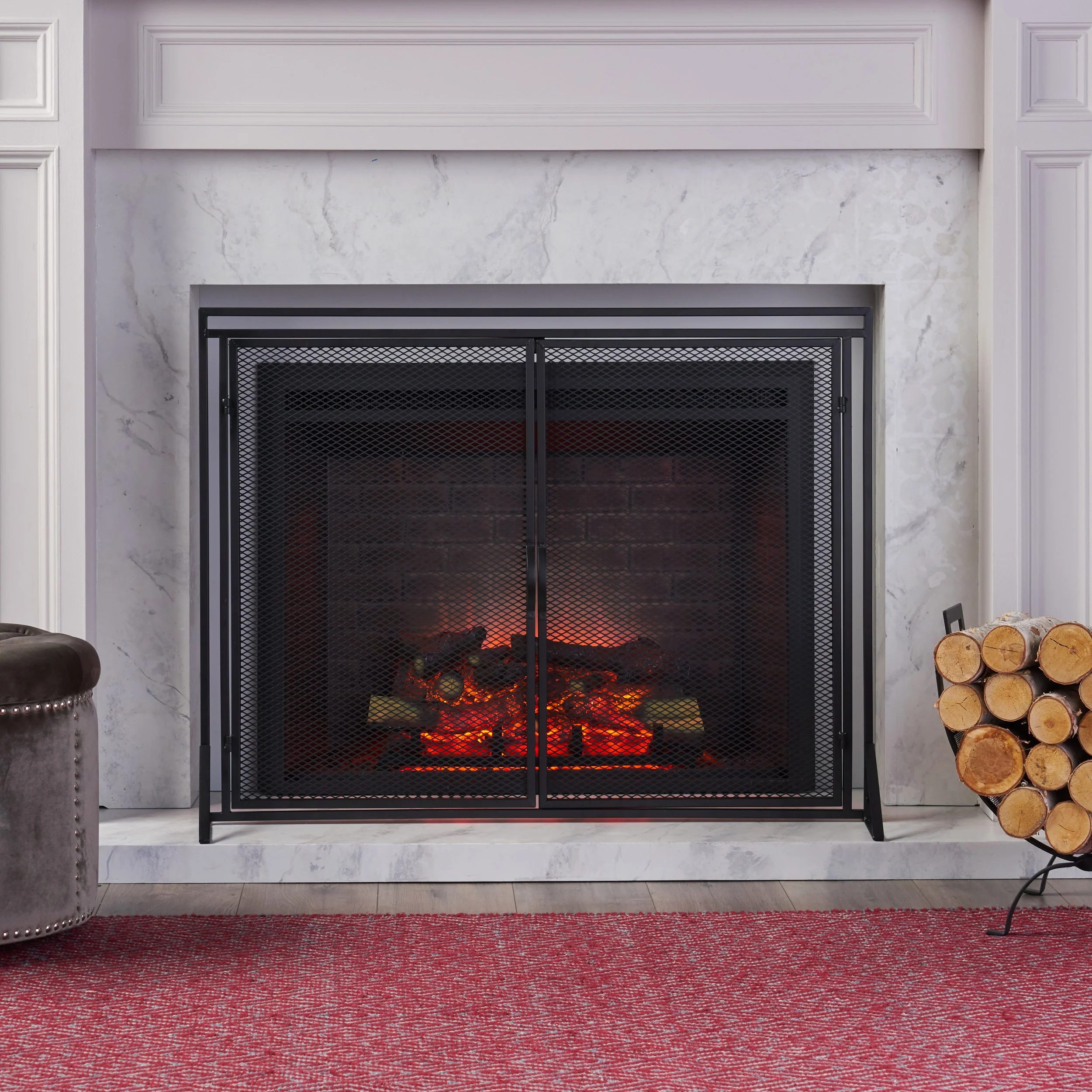 Kolten Modern Iron Fireplace Screen - furnishings