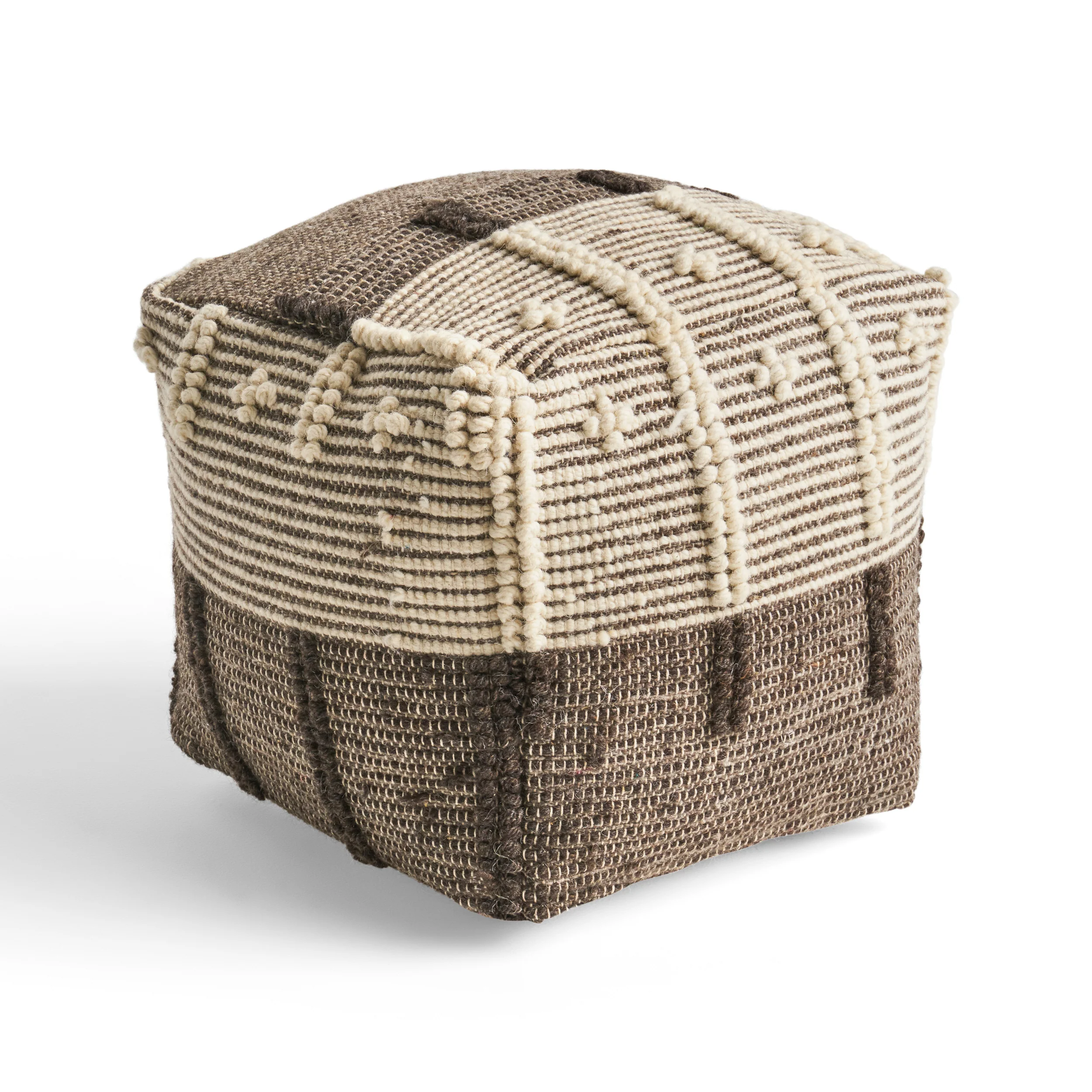 Murphie Boho Wool and Cotton Ottoman Pouf - furnishings
