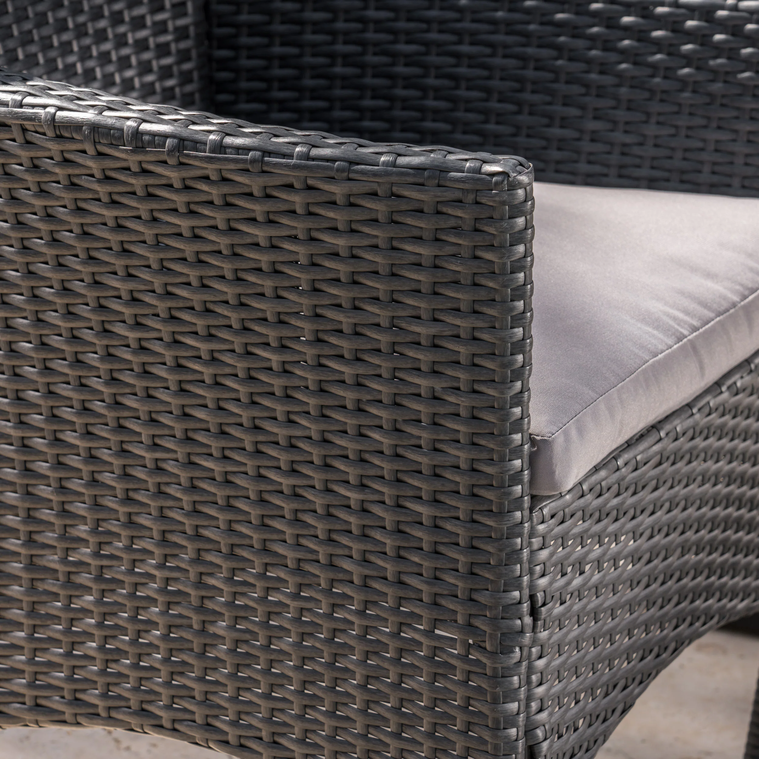 Truda Outdoor 6 Piece Wicker Dining Set with Concrete Dining Table and Bench - furnishings