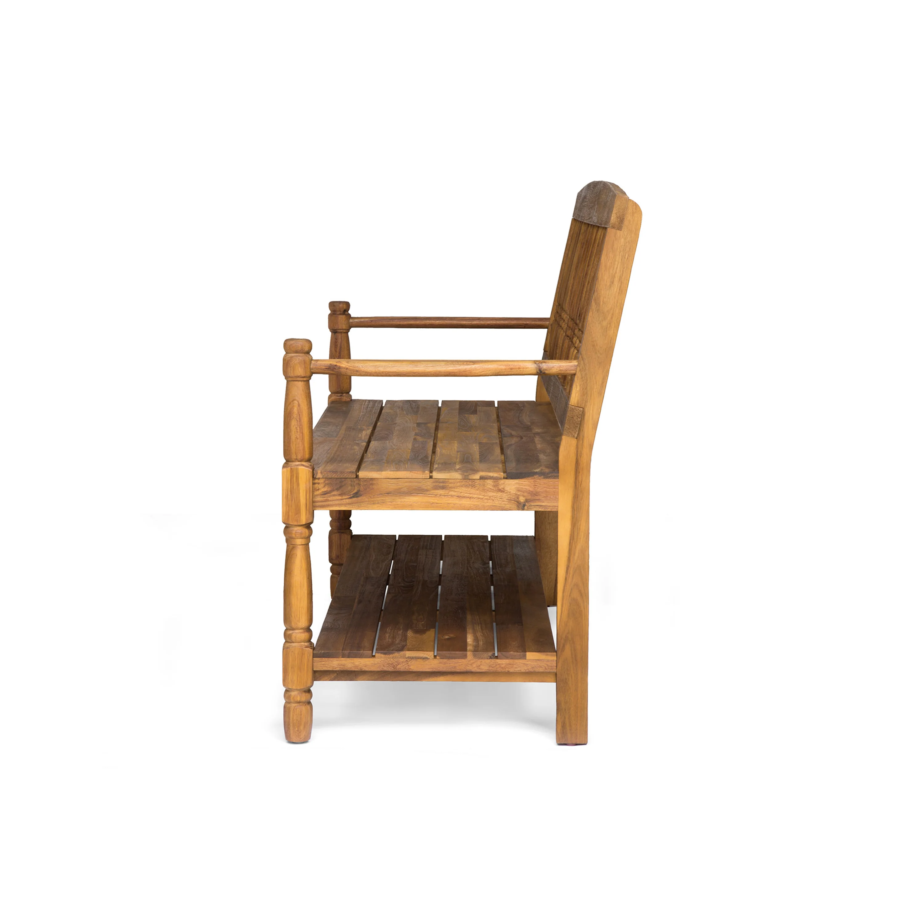 Kuhn Outdoor Acacia Wood Bench with Shelf - furnishings