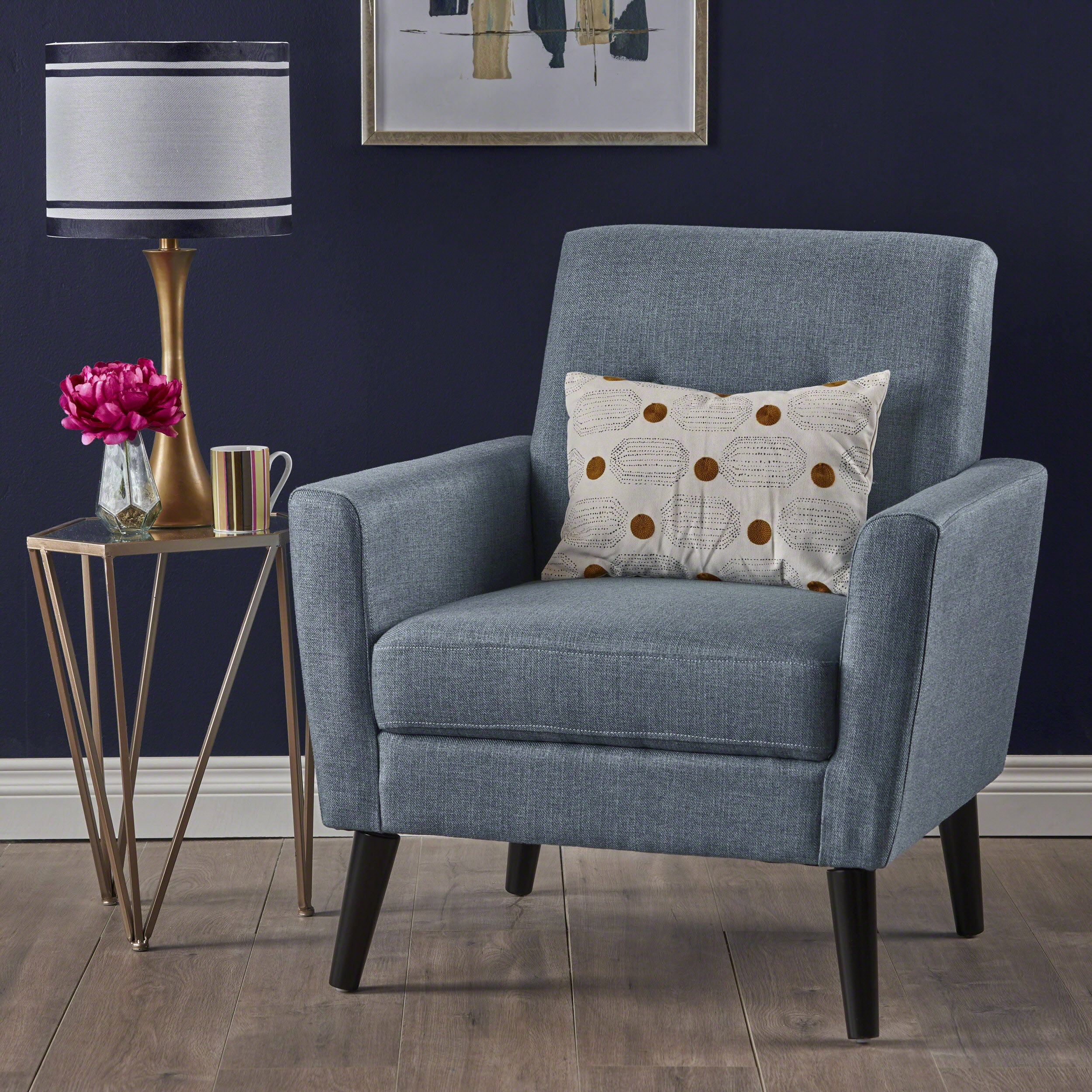 Sierra Mid Century Modern Button Tufted Upholstered Fabric Club Chair - furnishings