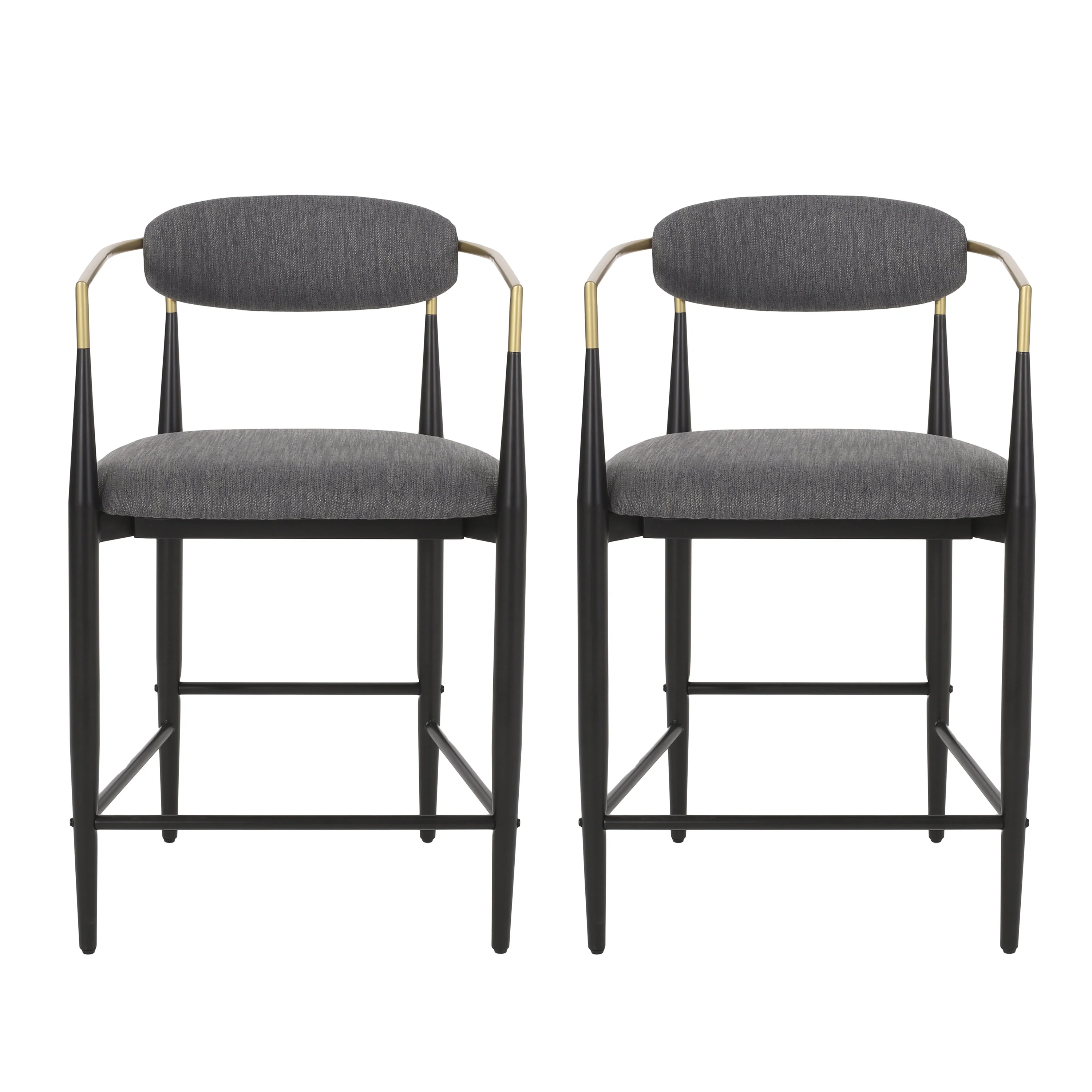 Camas Modern Fabric Upholstered Iron 25 Inch Counter Stools (Set of 2) - furnishings