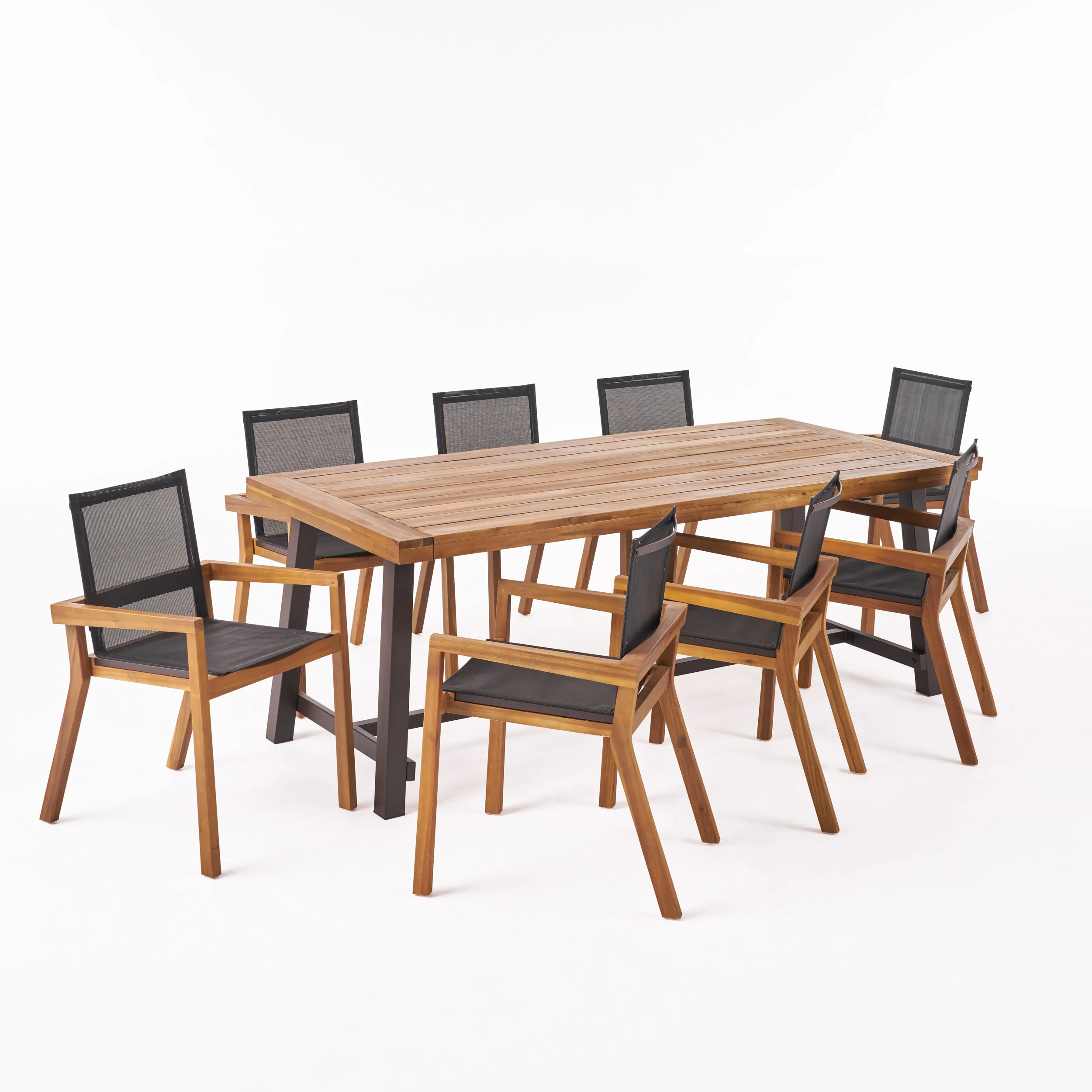 Martha Outdoor Acacia Wood 8 Seater Dining Set - furnishings