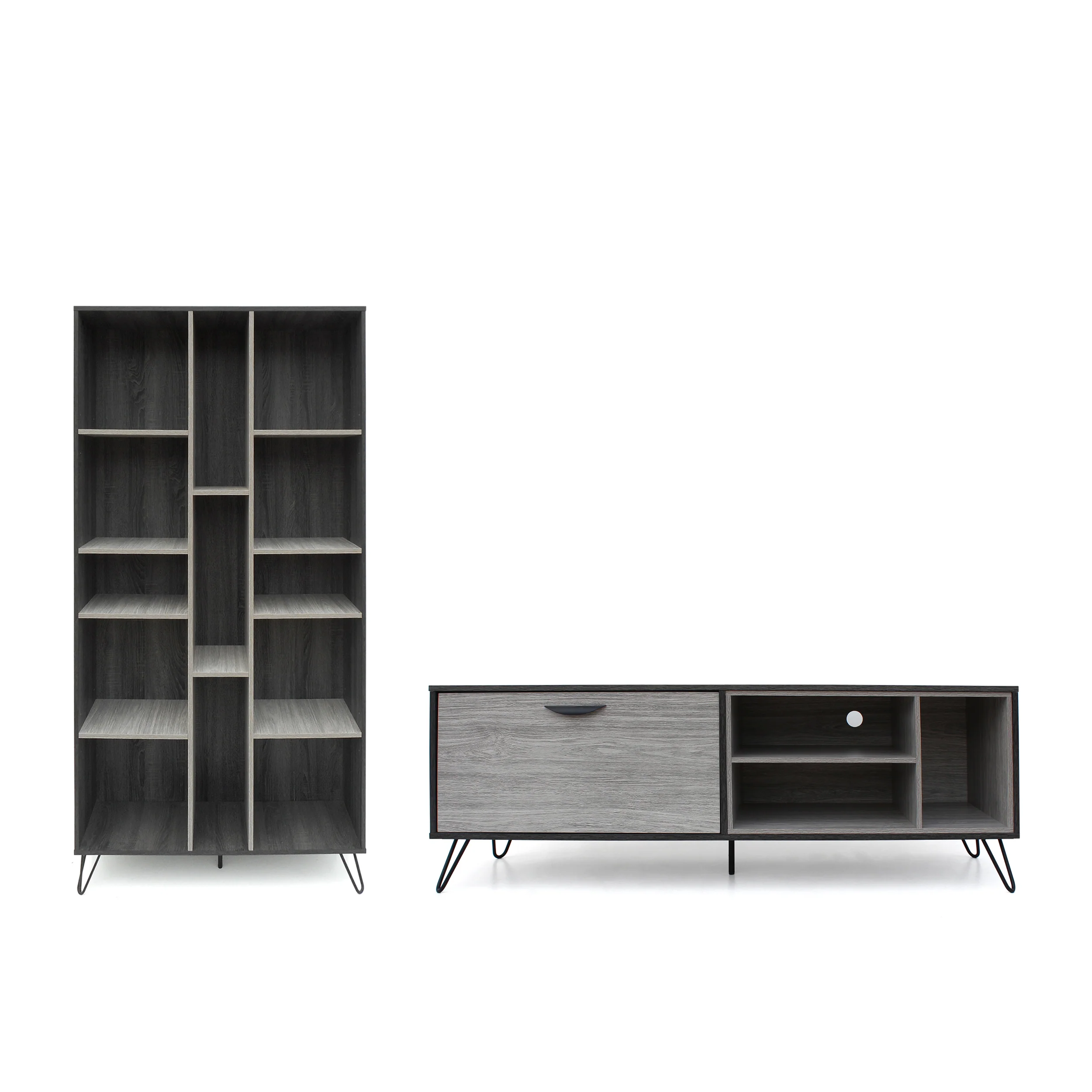 Dora Mid Century 2 Piece TV Stand & Bookcase Set - furnishings