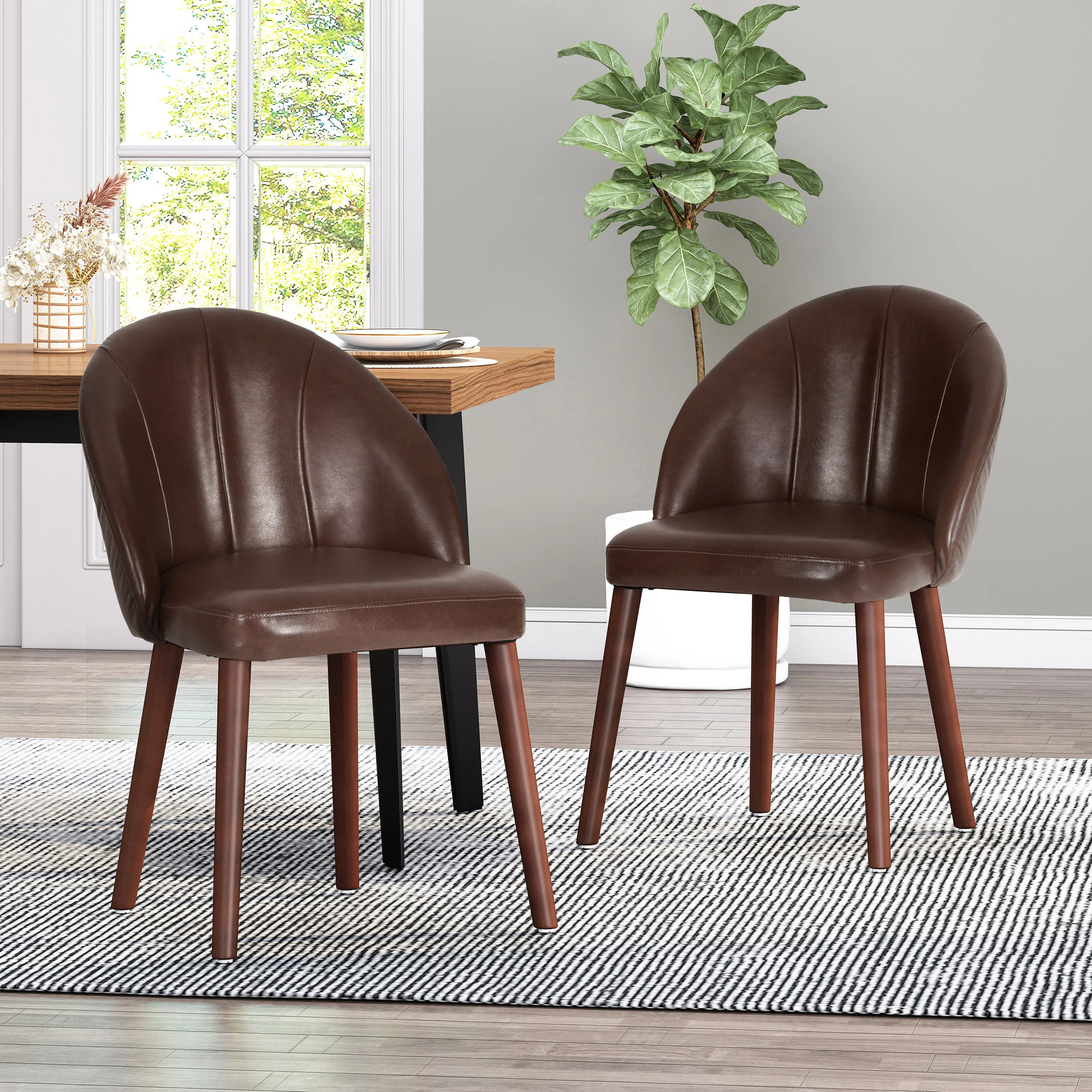 Lewiston Contemporary Channel Stitch Dining Chairs, Set of 2 - furnishings