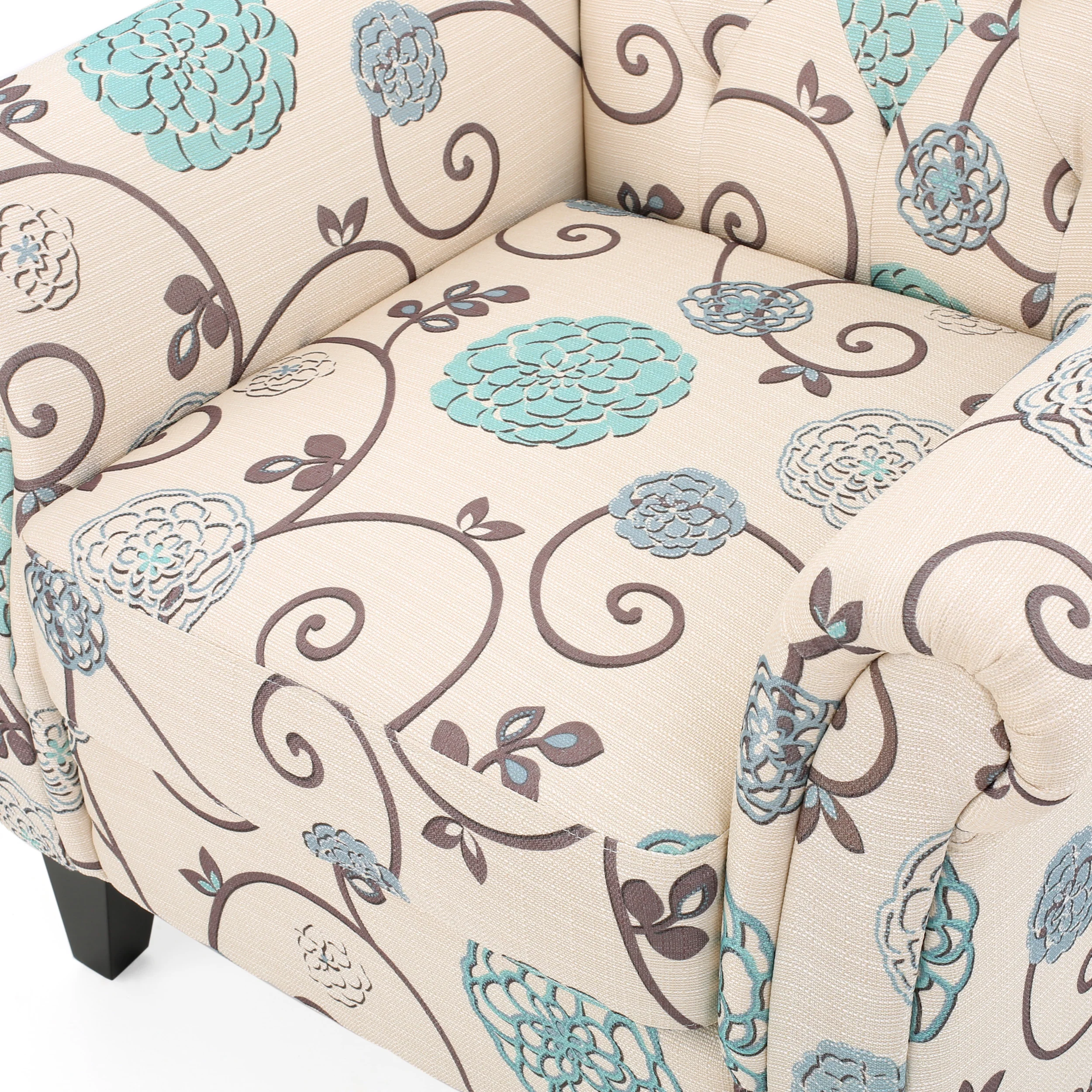 Solvang Floral Tufted Fabric Club Chair - furnishings