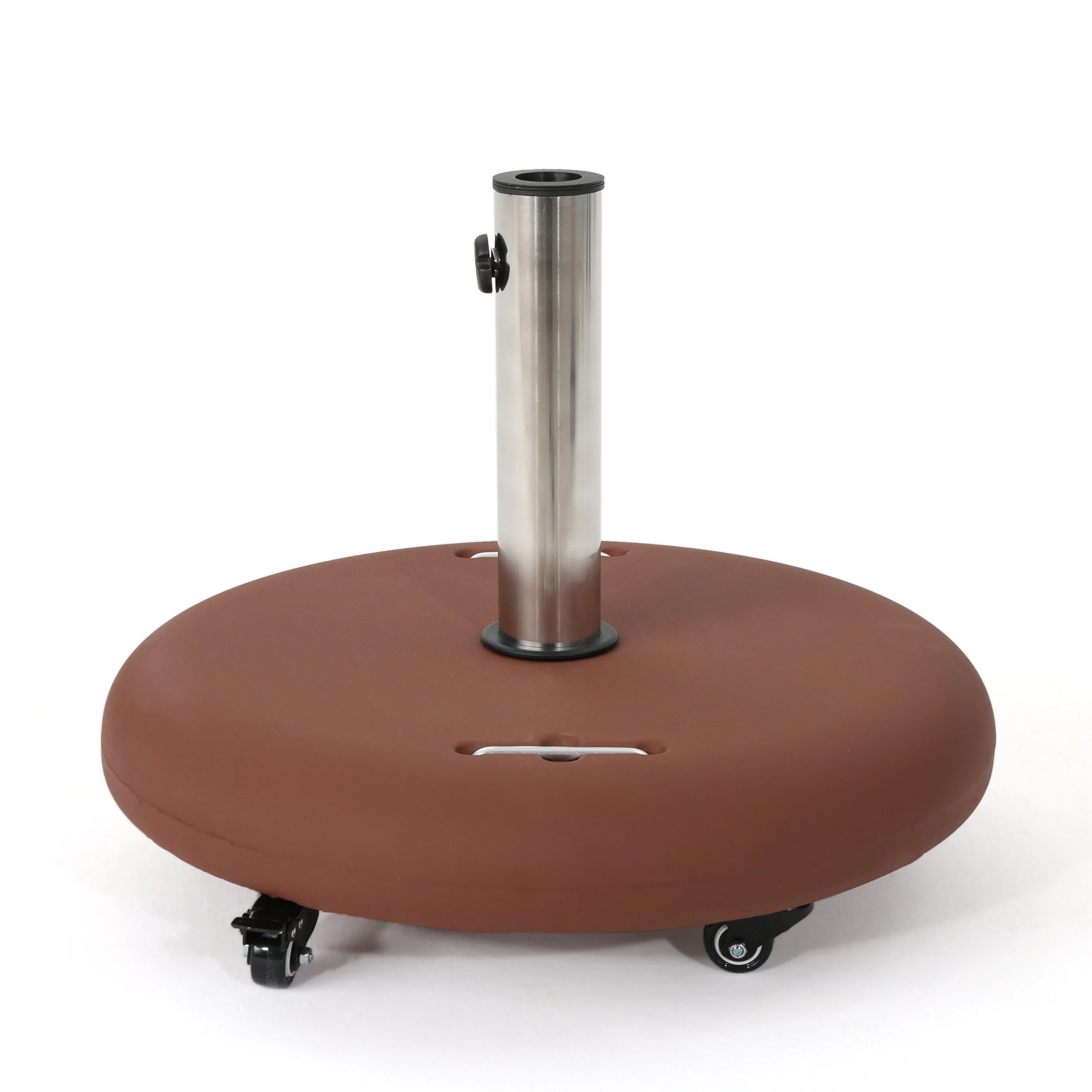 Louise Outdoor Concrete Circular 80lb Umbrella Base with Steel Umbrella Holder - furnishings
