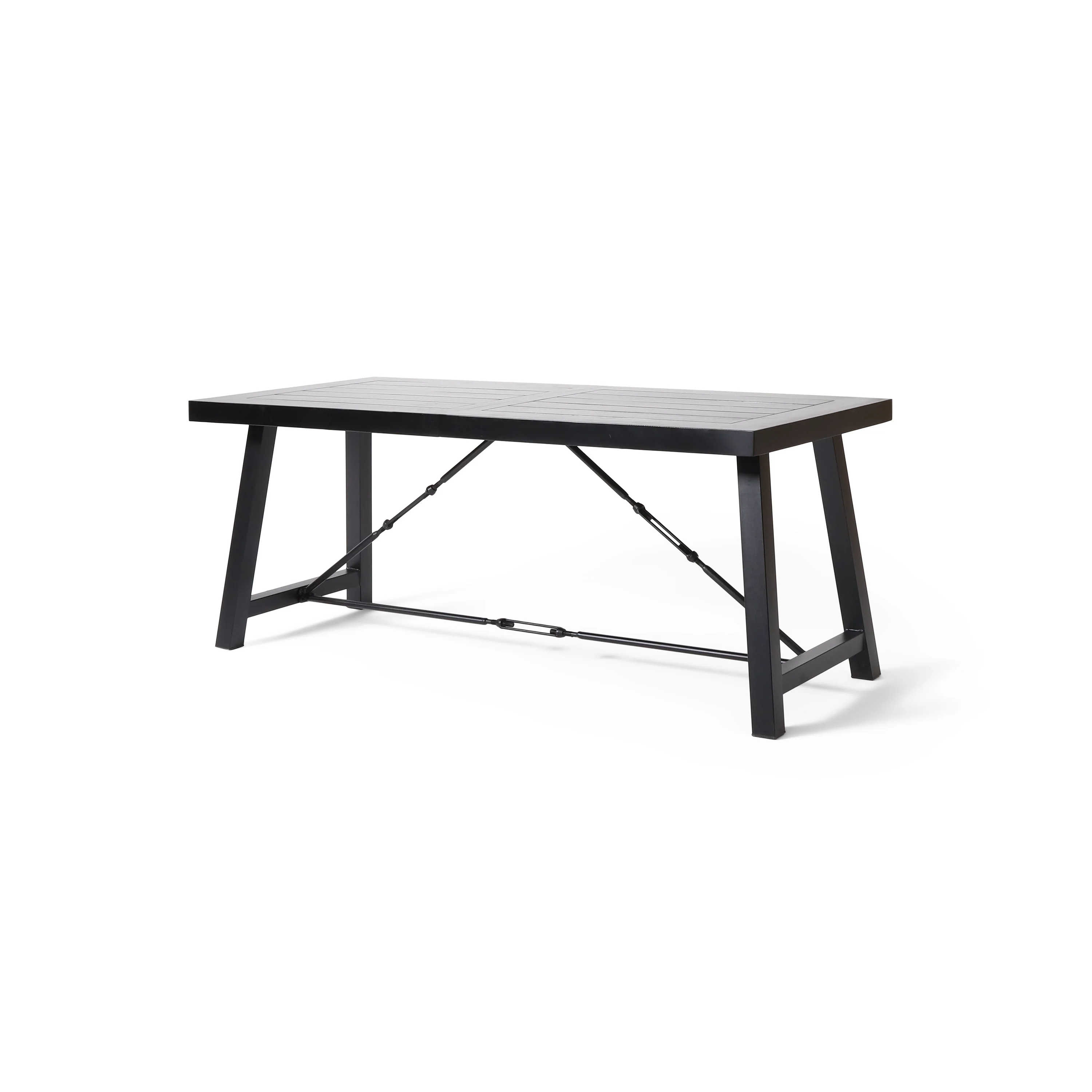 Hempstead Indoor Modern Industrial Acacia Wood Dining Table, Black - furnishings
