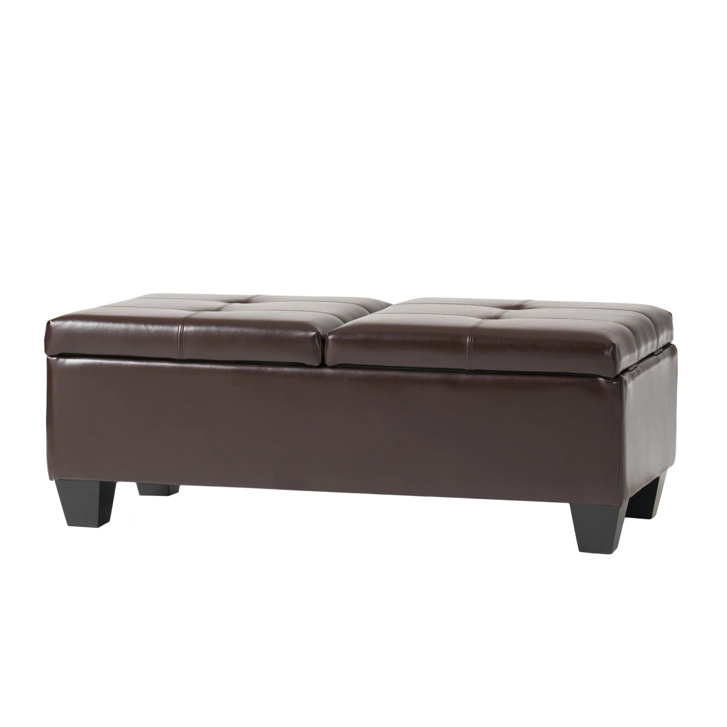 Murray Rectangle Double Flip Leather Storage Ottoman Coffee Table - furnishings
