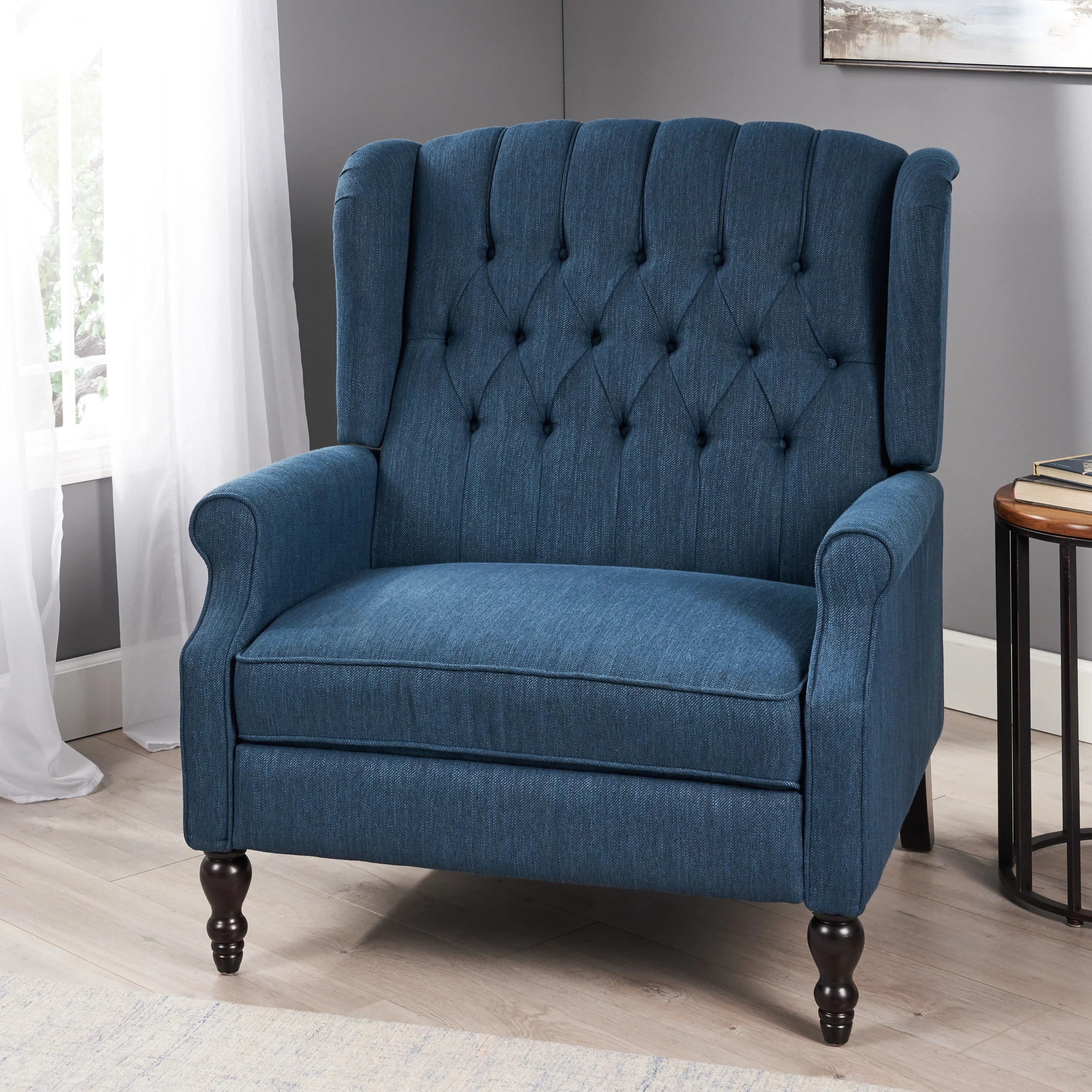 Salome Oversized Tufted Wingback Fabric Push Back Recliner - furnishings