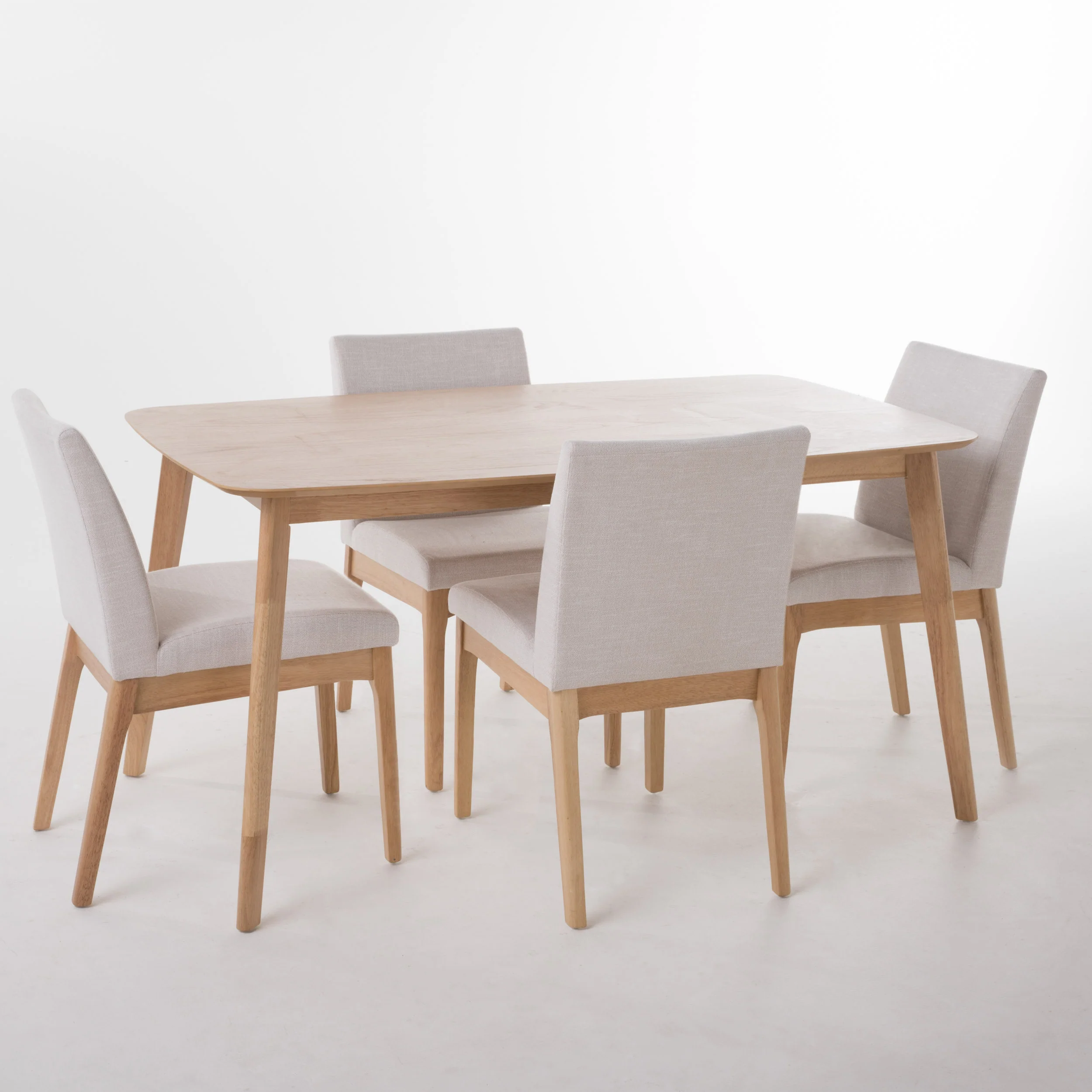 Katherine Mid Century Fabric & Wood Finish 5 Piece Dining Set - furnishings