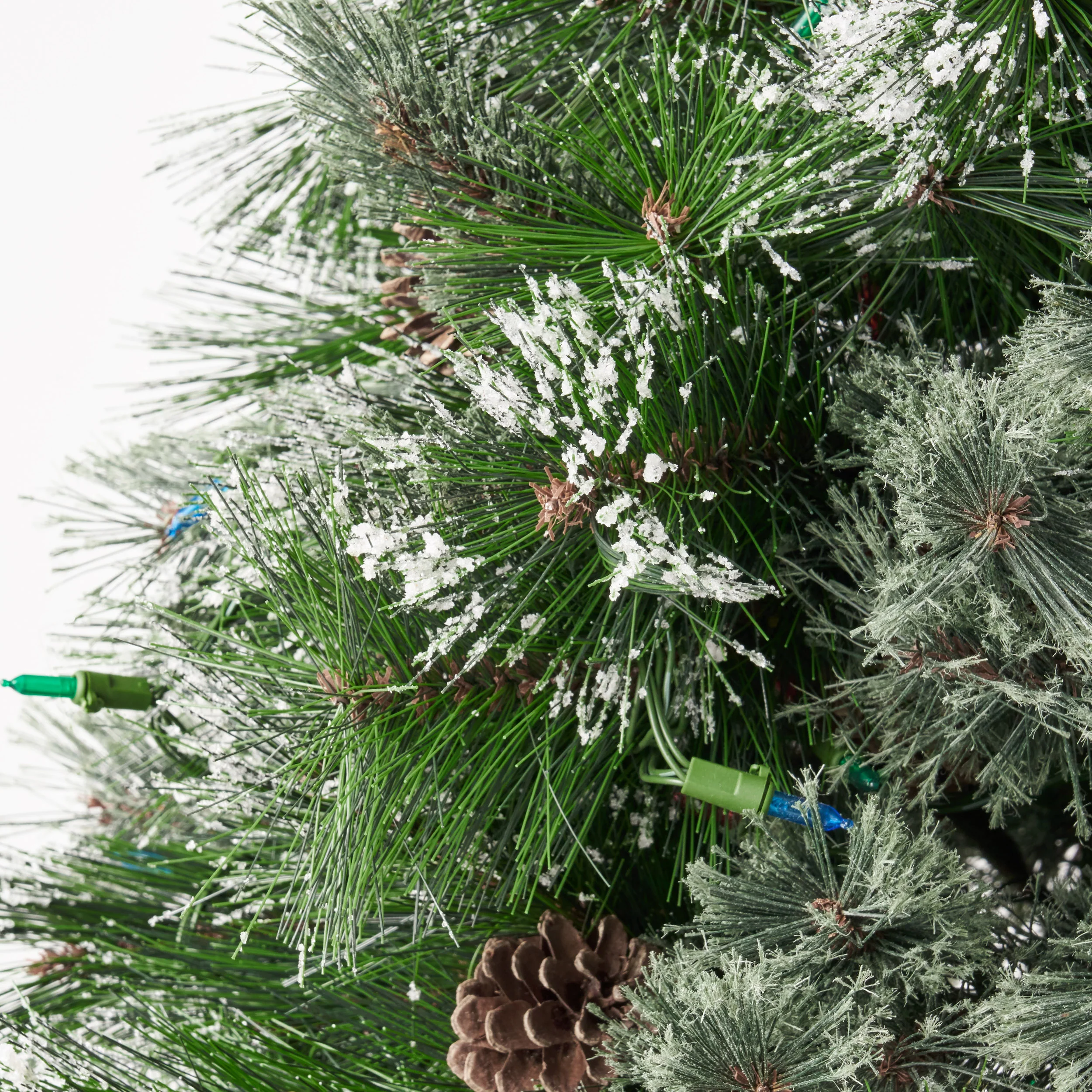 7-foot Cashmere Pine Pre-Lit Artificial Christmas Tree with Snowy Branches and Pinecones - furnishings