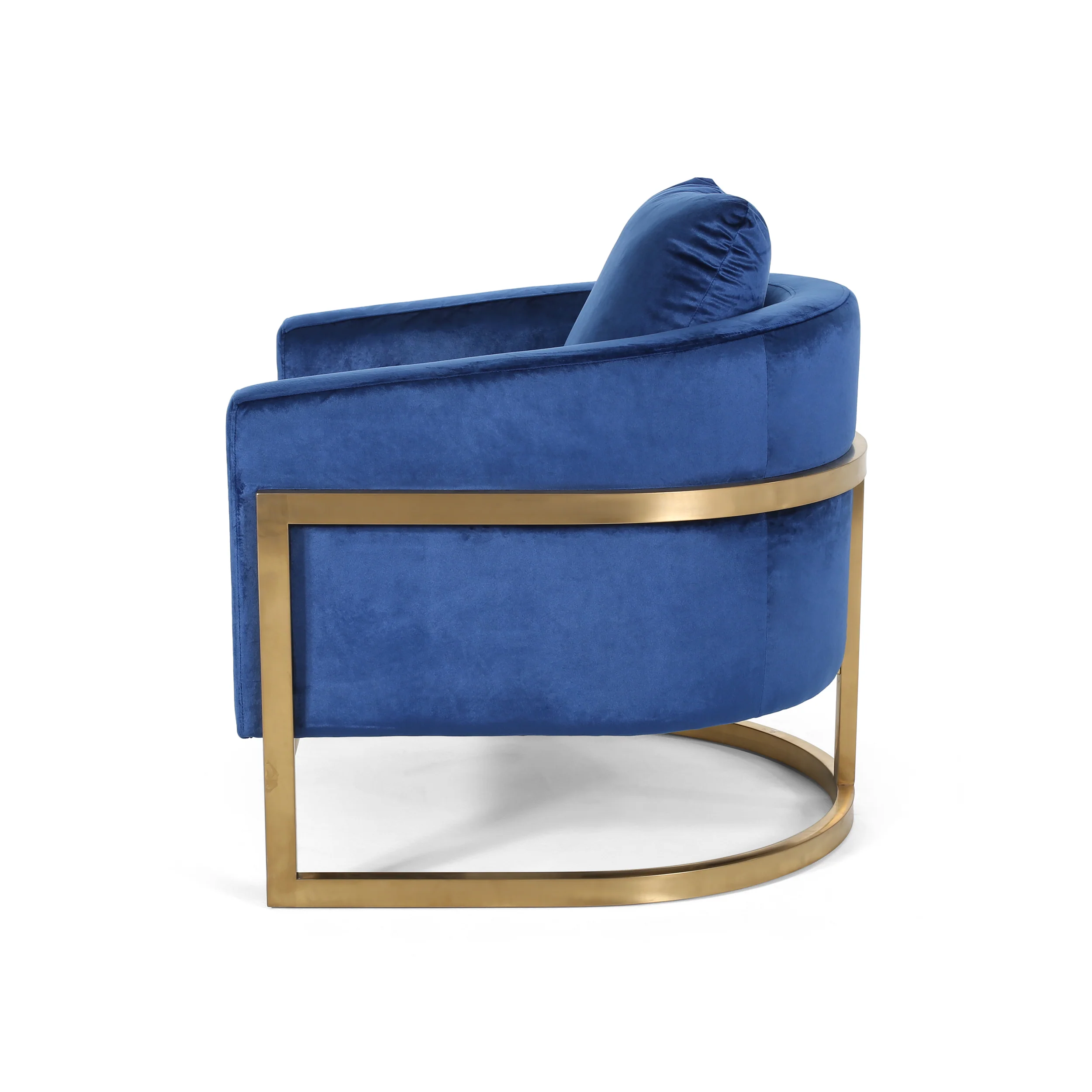 Coldwater Modern Velvet Glam Armchair with Stainless Steel Frame - furnishings