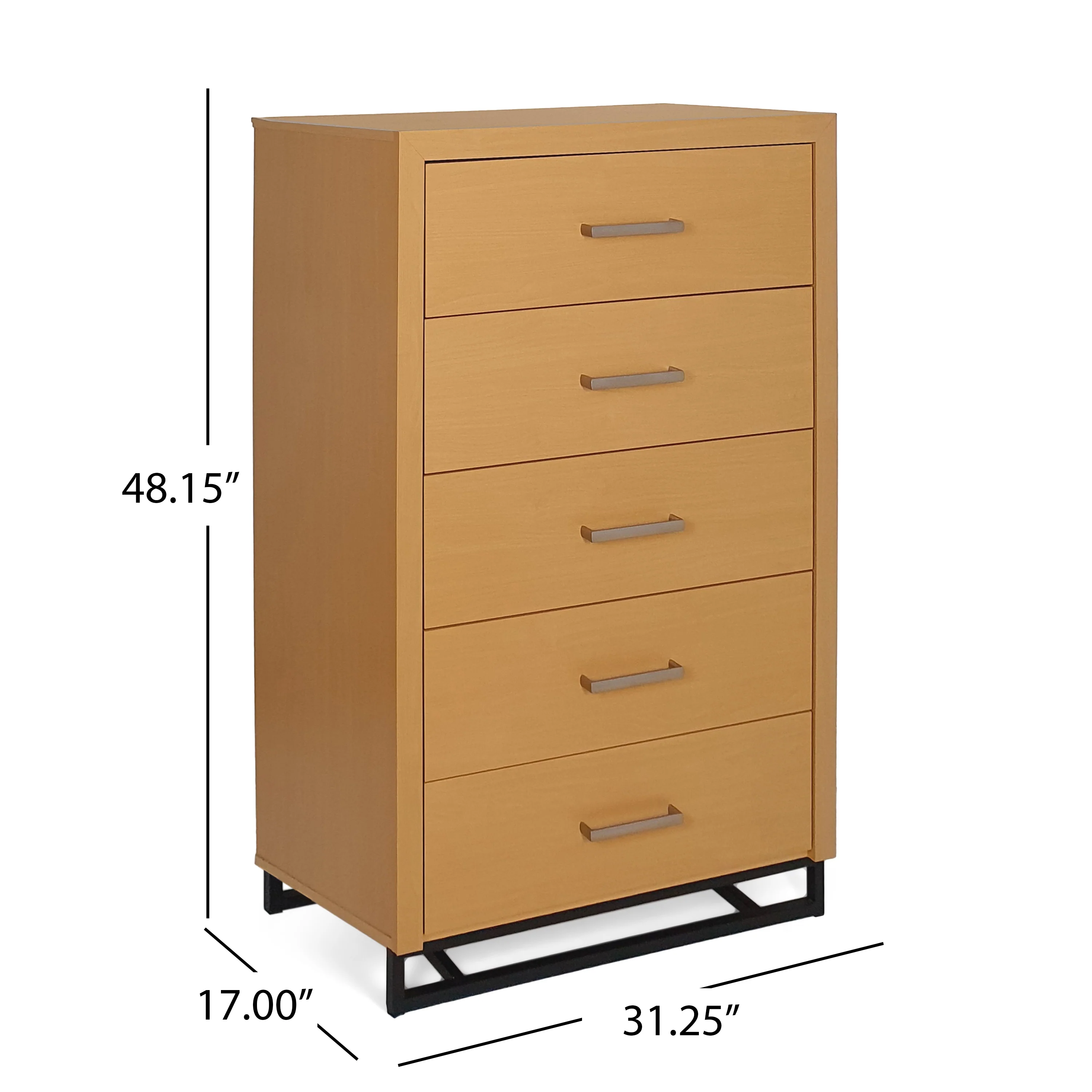 Borah Contemporary Faux Wood 5 Drawer Dresser - furnishings