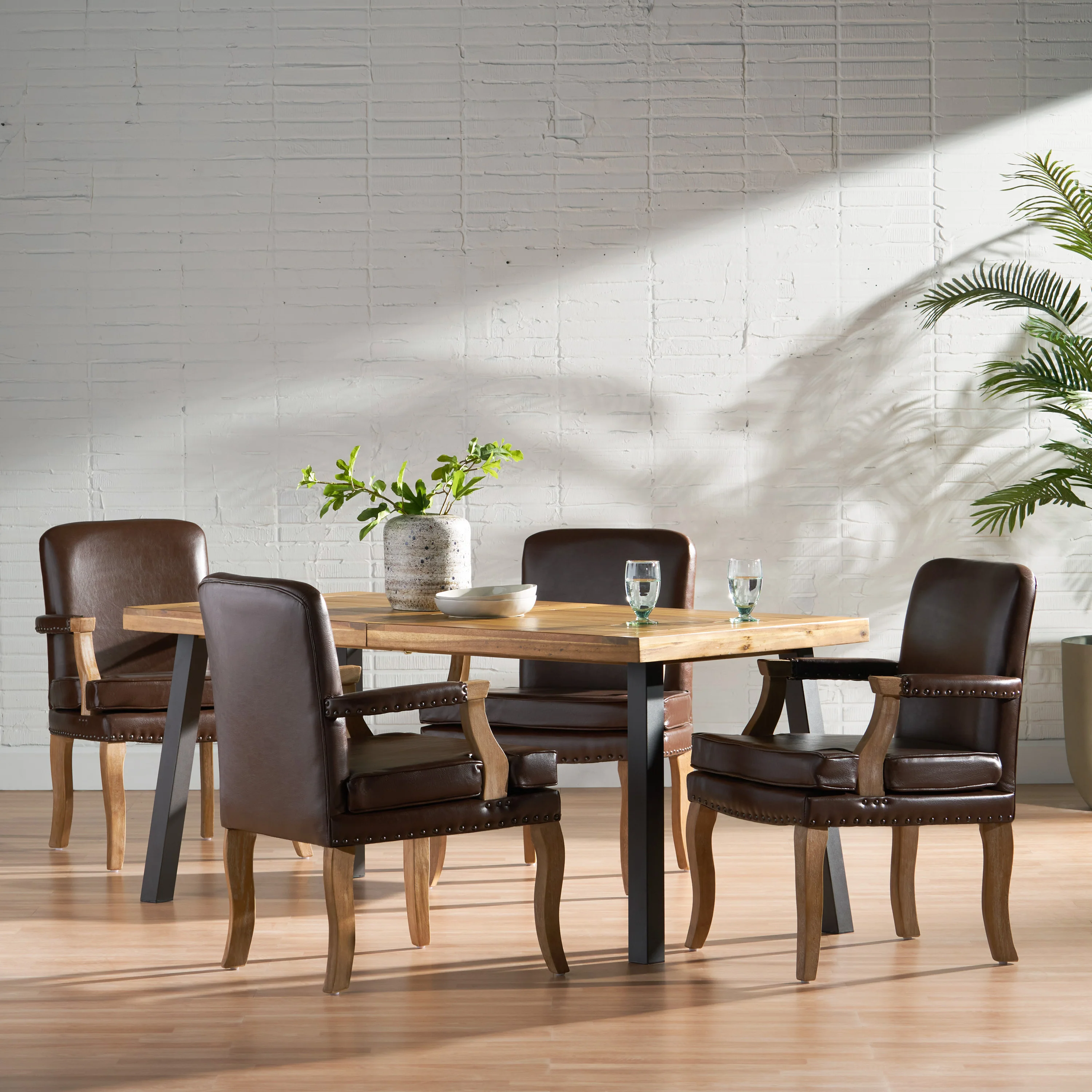 Tim French Country Dining Arm Chair with Nailhead Trim, Set of 4 - furnishings