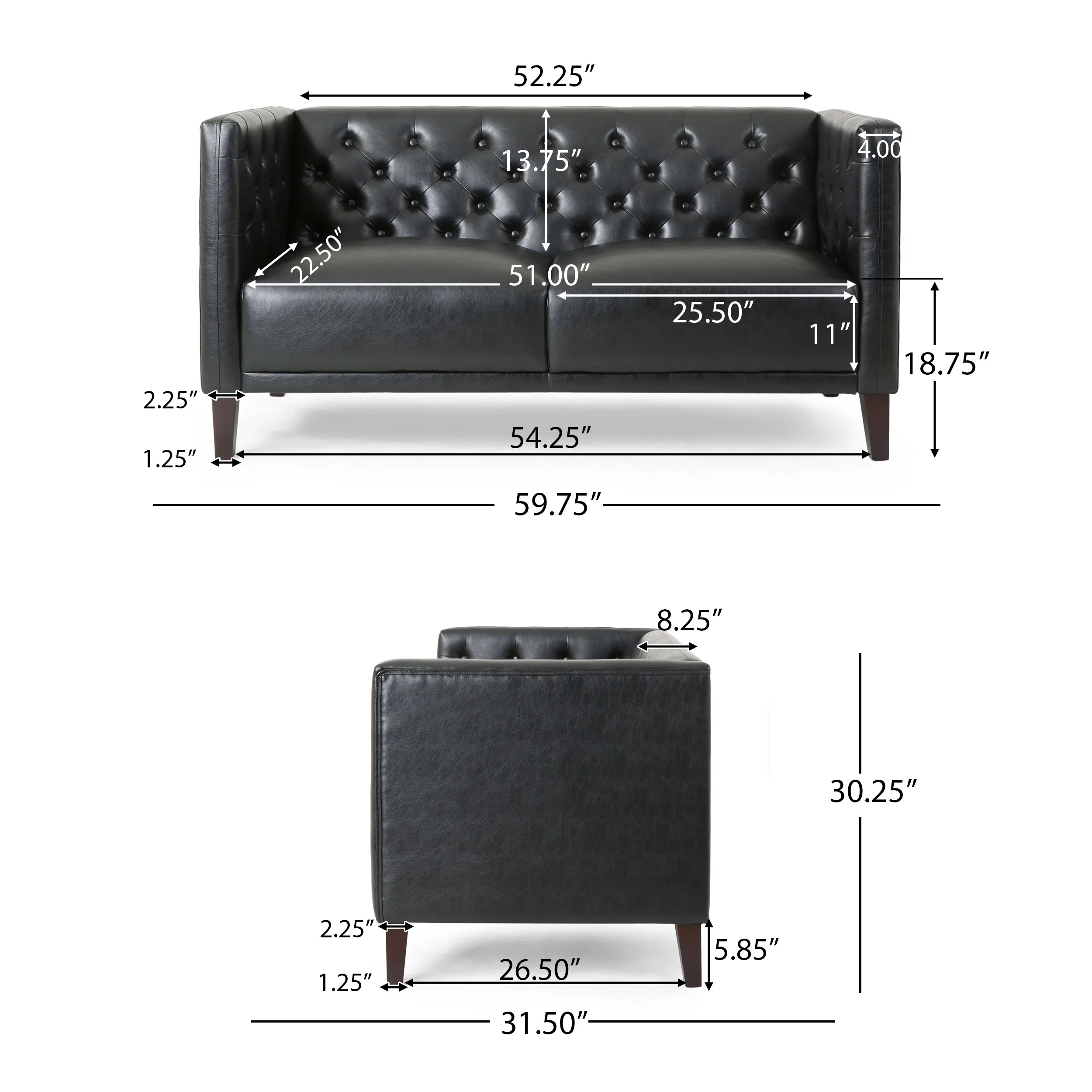 Drache Contemporary Upholstered Tufted Loveseat - furnishings