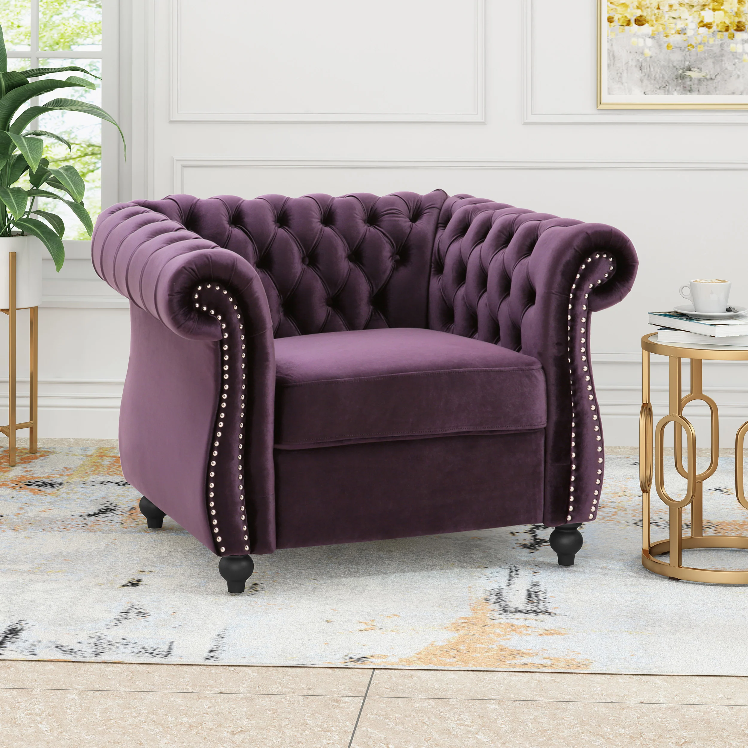 Galilea Chesterfield Velvet Club Chair - furnishings