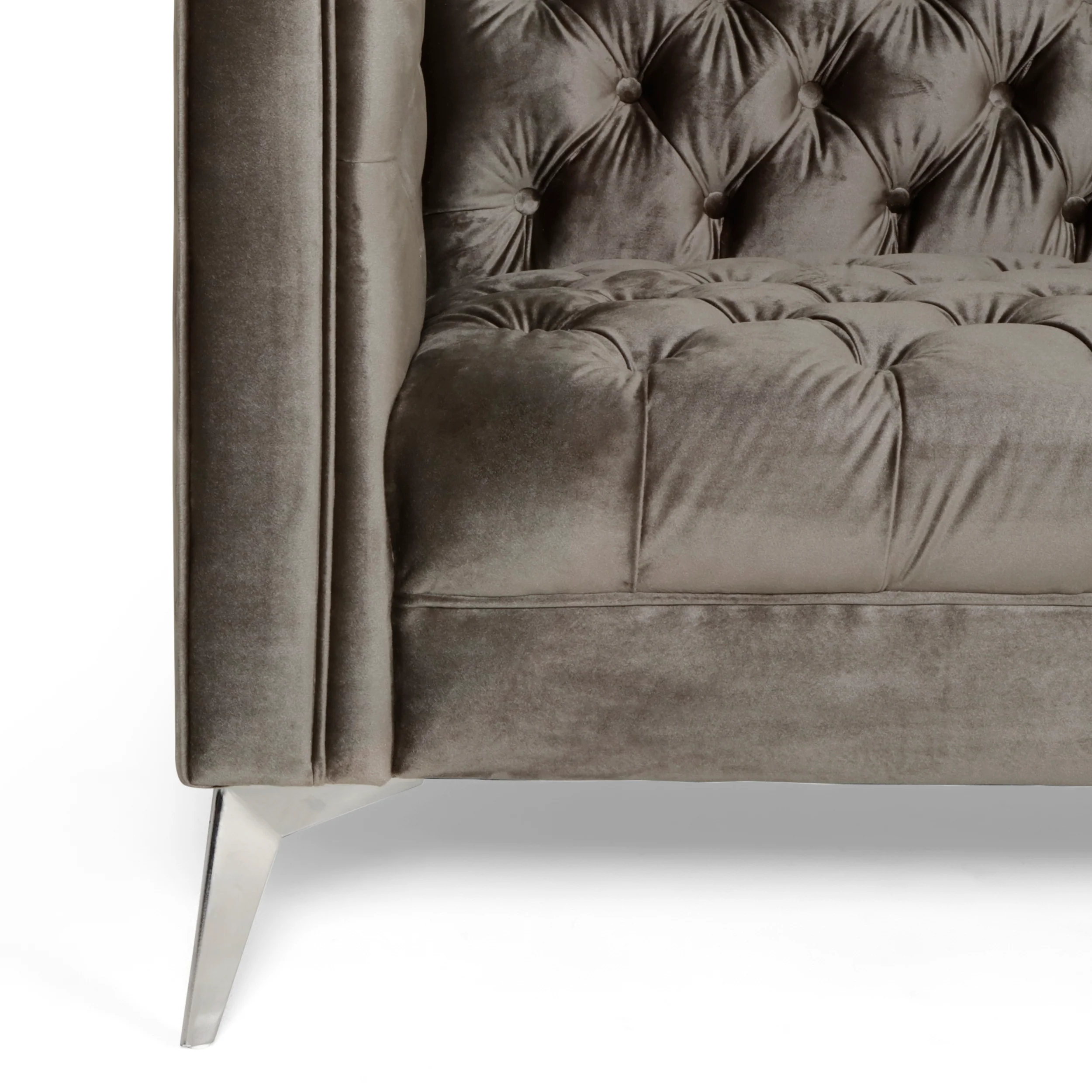 Harnoor Contemporary Tufted Velvet 3 Seater Sofa - furnishings