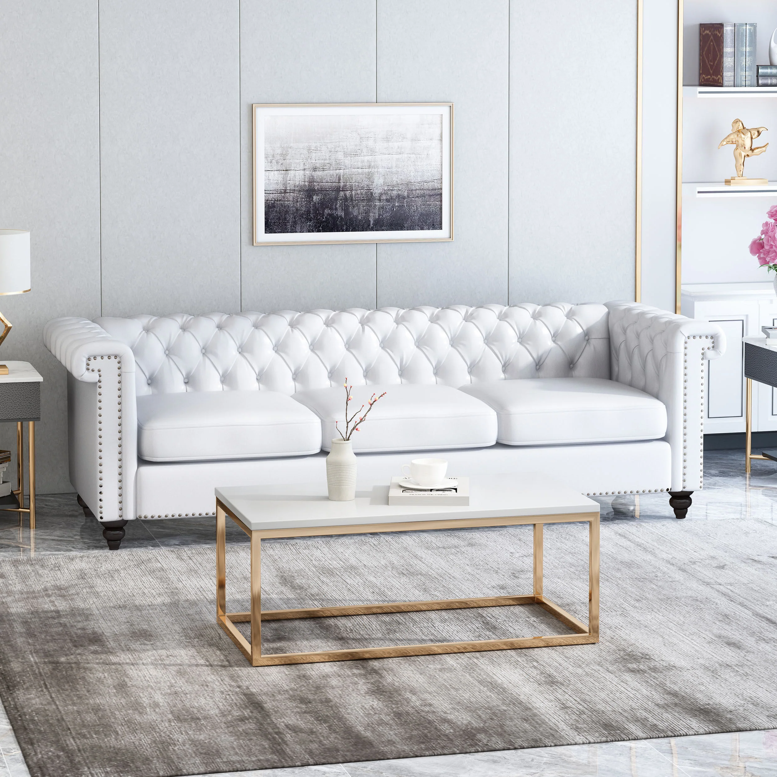 Zyiere Tufted Chesterfield 3 Seater Sofa - furnishings