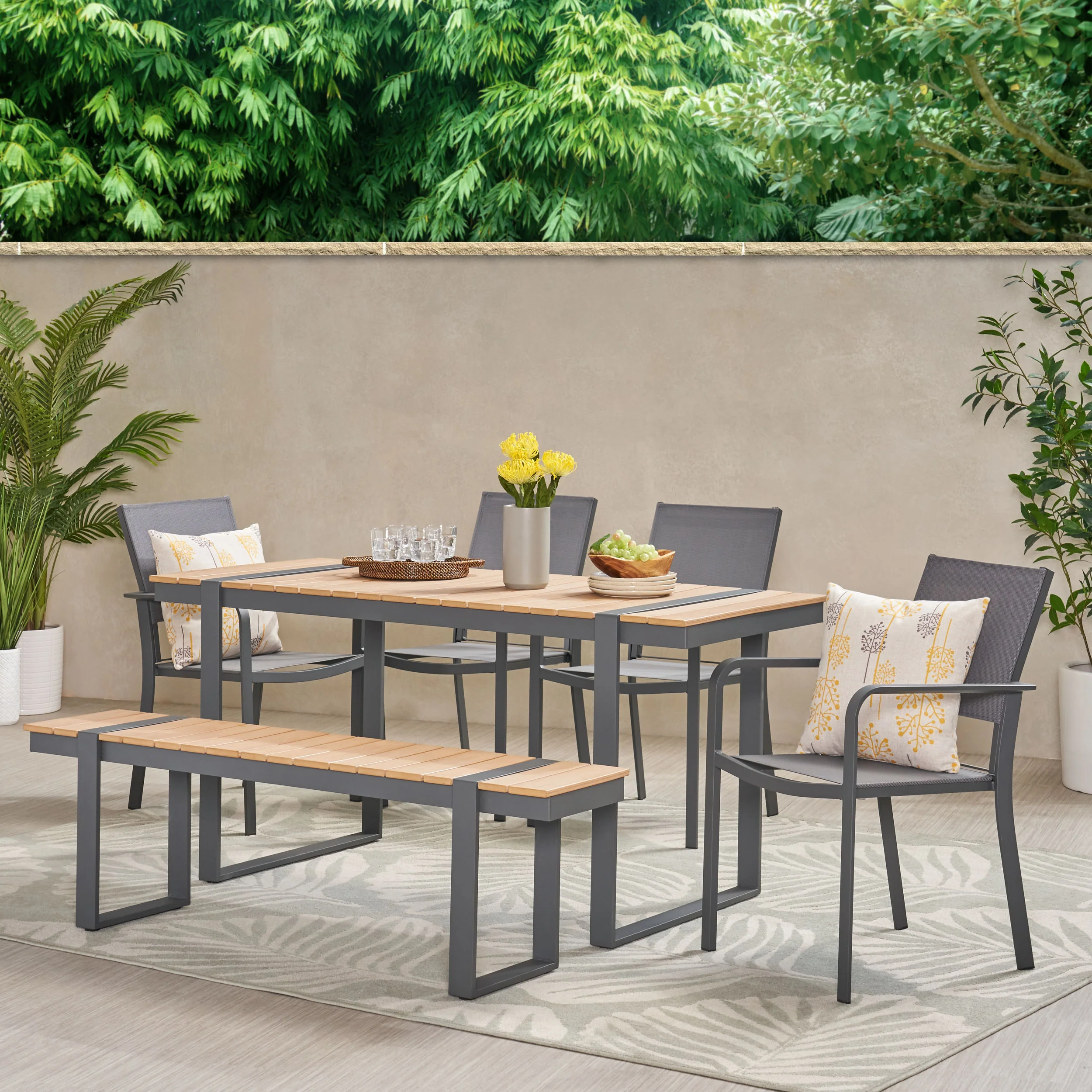 Watts Outdoor 6 Piece Aluminum Dining Set - furnishings