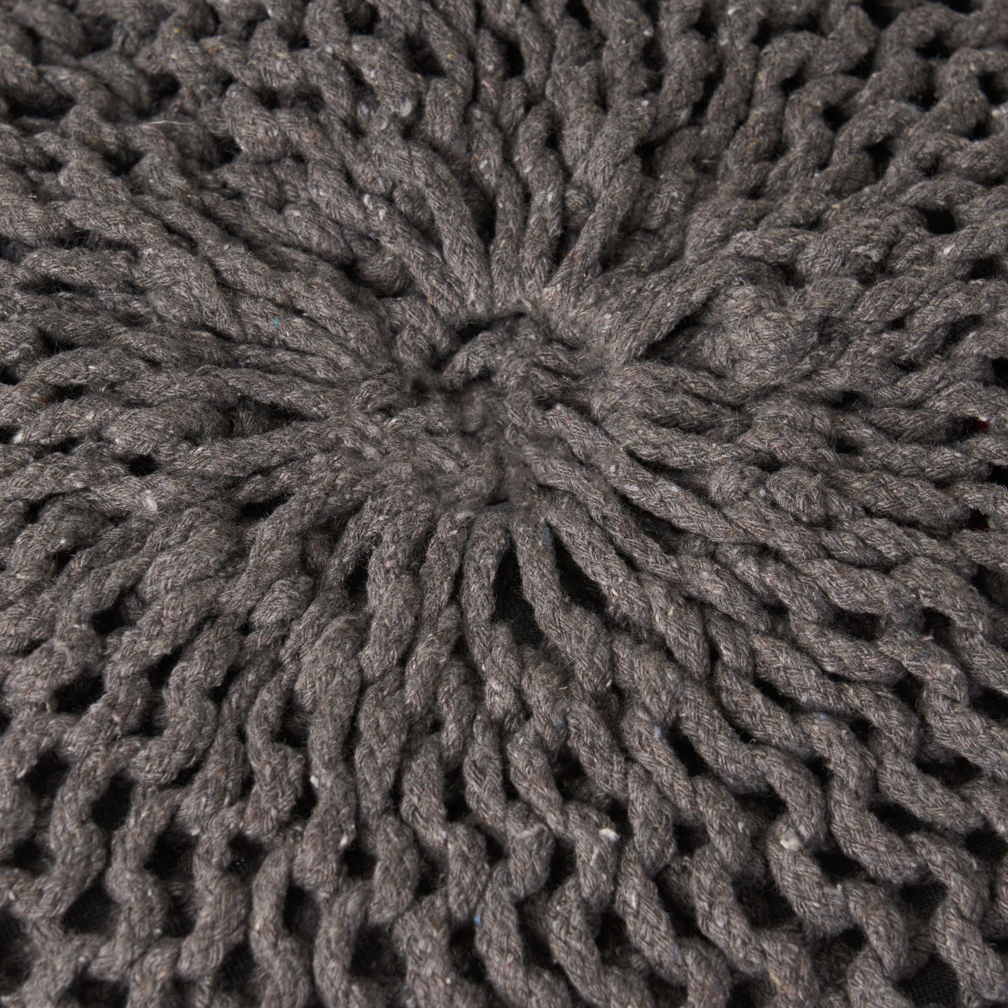 Flovilla Modern Knitted Cotton Round Pouf - furnishings