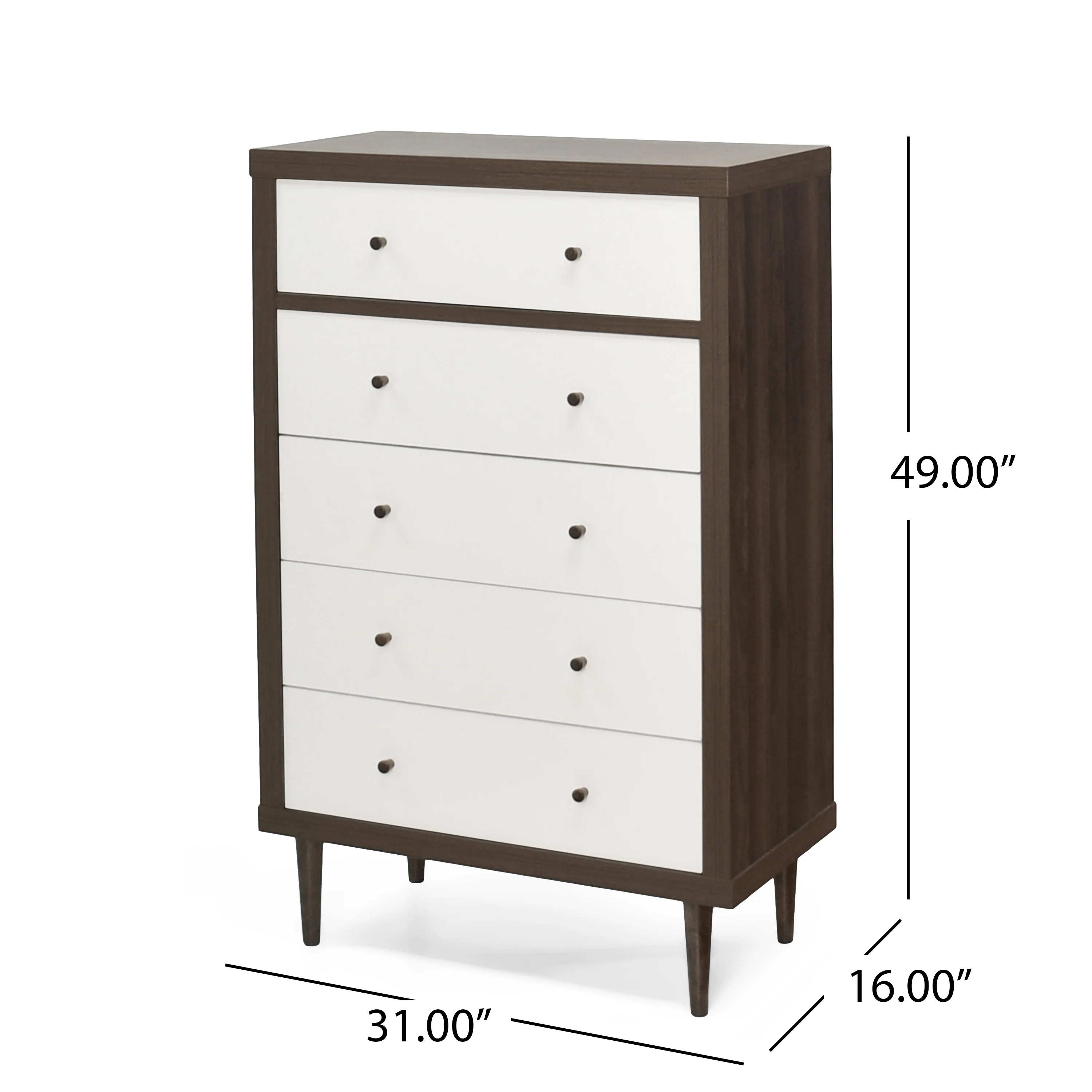 Farhart Mid Century Modern 5 Drawer Dresser - furnishings