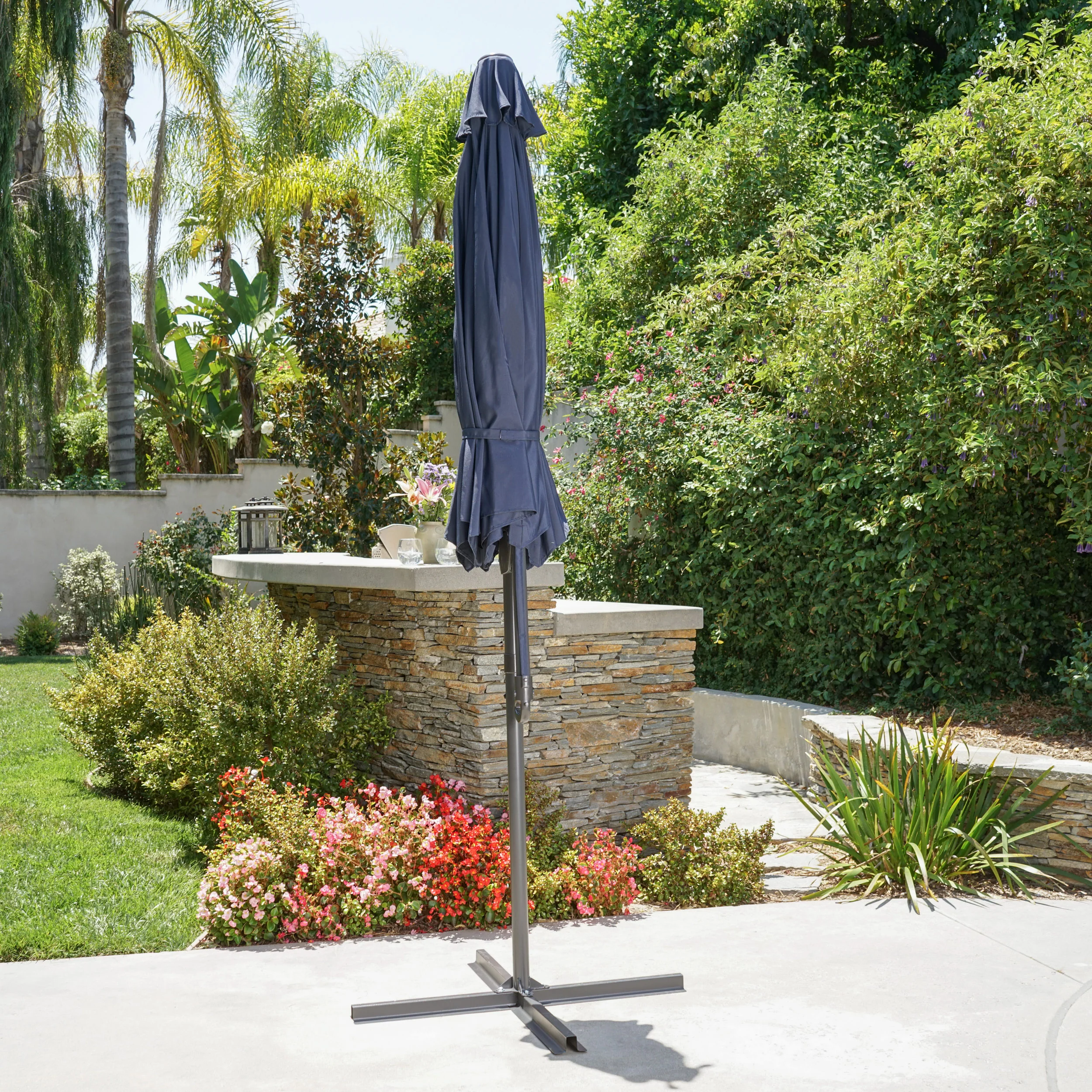 Sloane Outdoor Water Resistant Steel Frame Banana Sun Canopy - furnishings