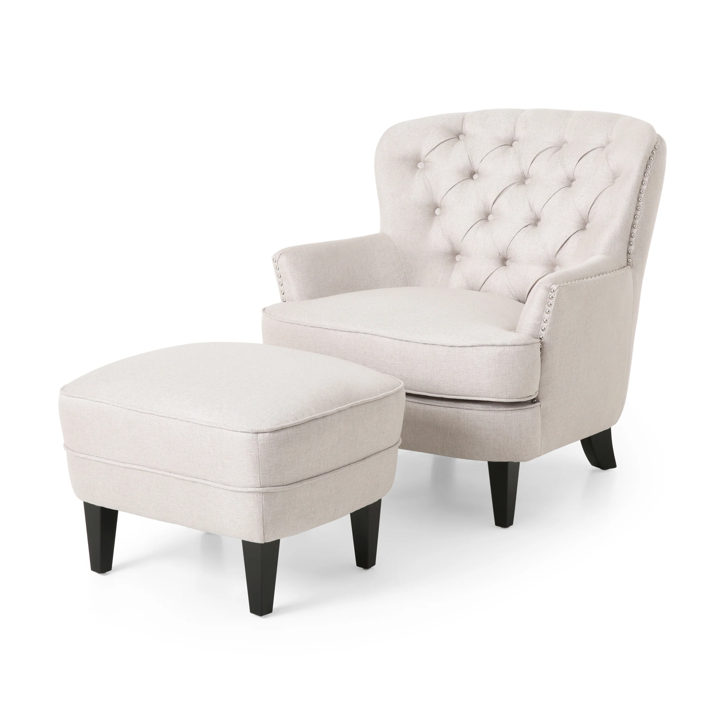 Jaxen Contemporary Tufted Fabric Club Chair and Ottoman Set - furnishings