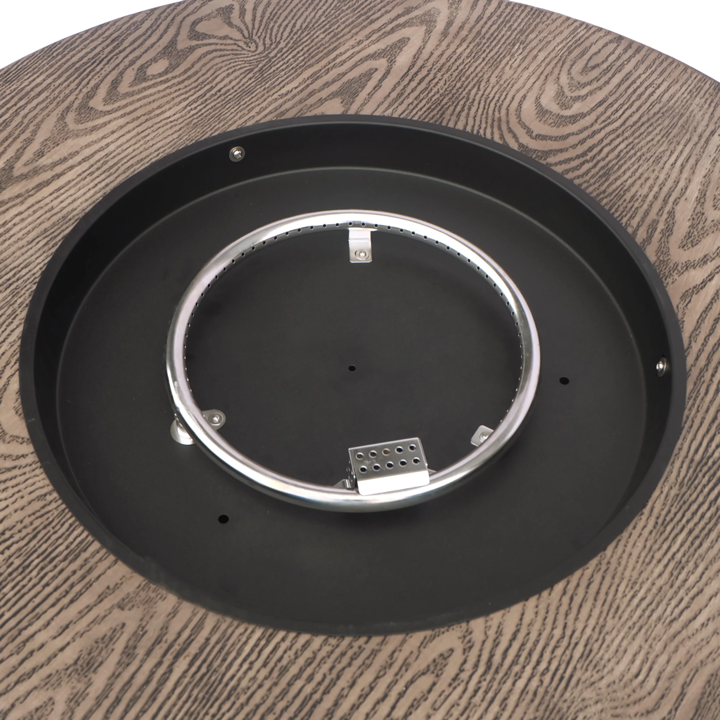 Bremen Outdoor 50,000 BTU Lightweight Concrete Circular Fire Pit (No Tank Holder), Brown Wood Pattern - furnishings