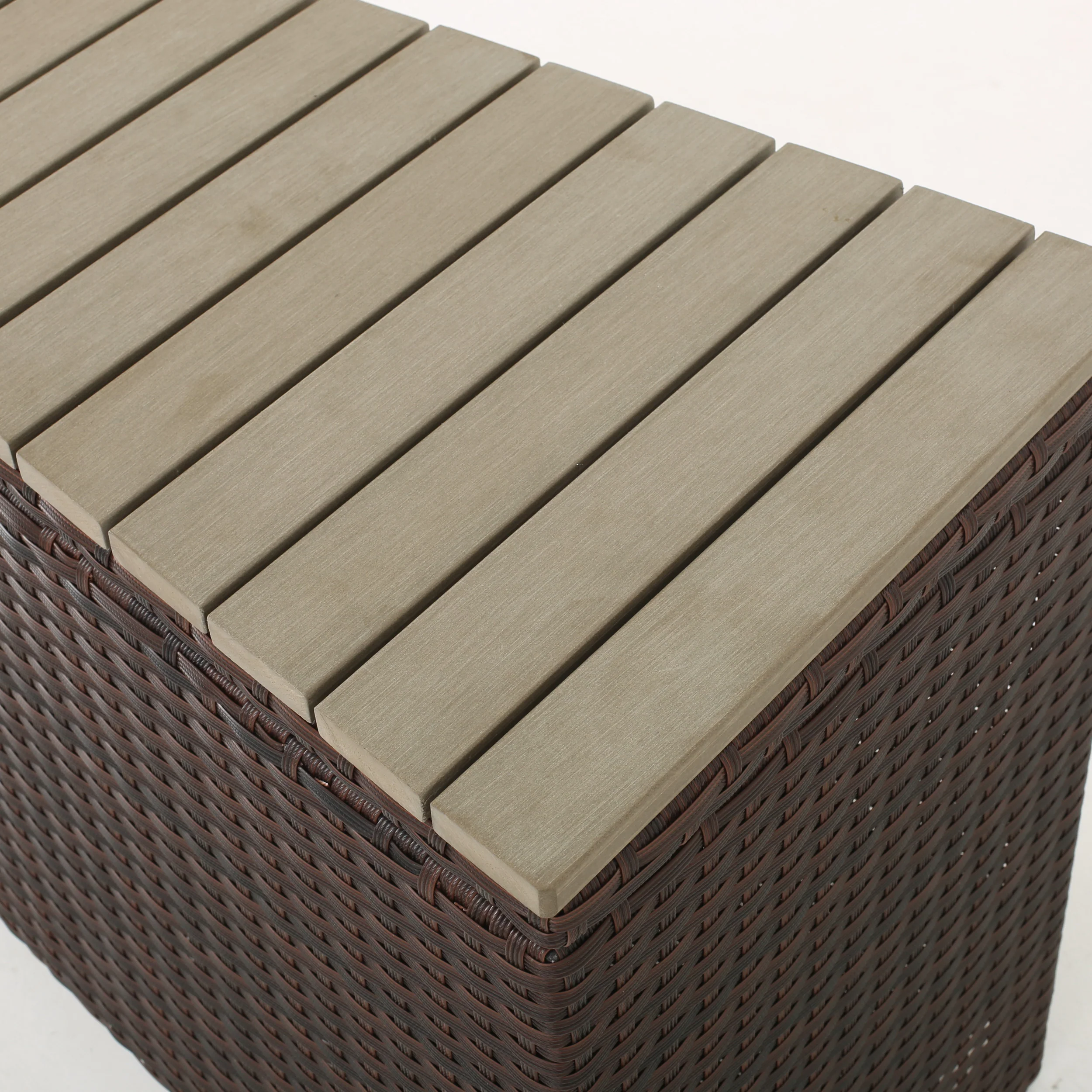Boden Outdoor Wicker and Faux Wood Table Wedge Section Only, Brown - furnishings