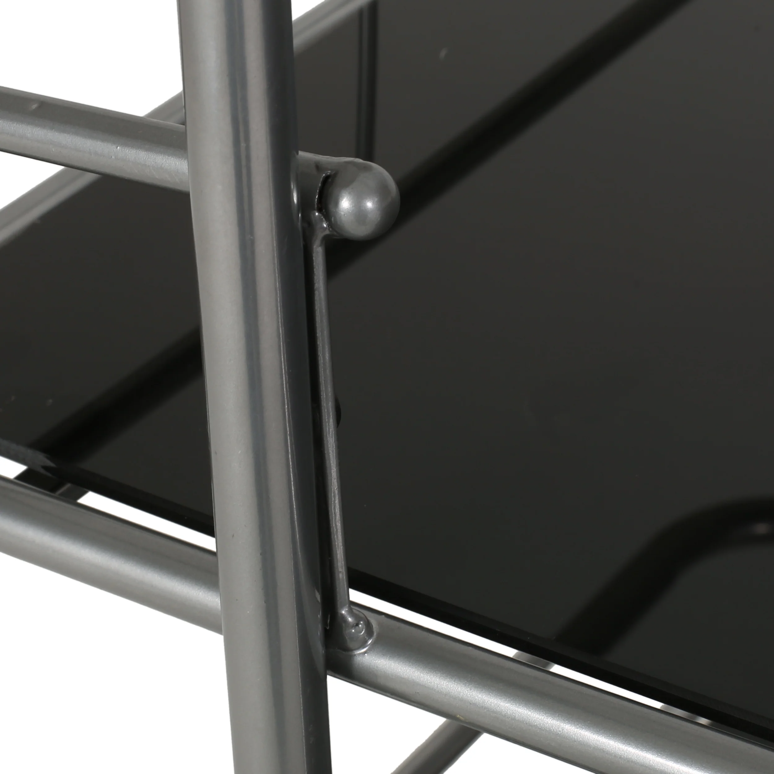 Galata Modern 3 Tier Bar Cart with Glass Shelving, Silver and Black - furnishings