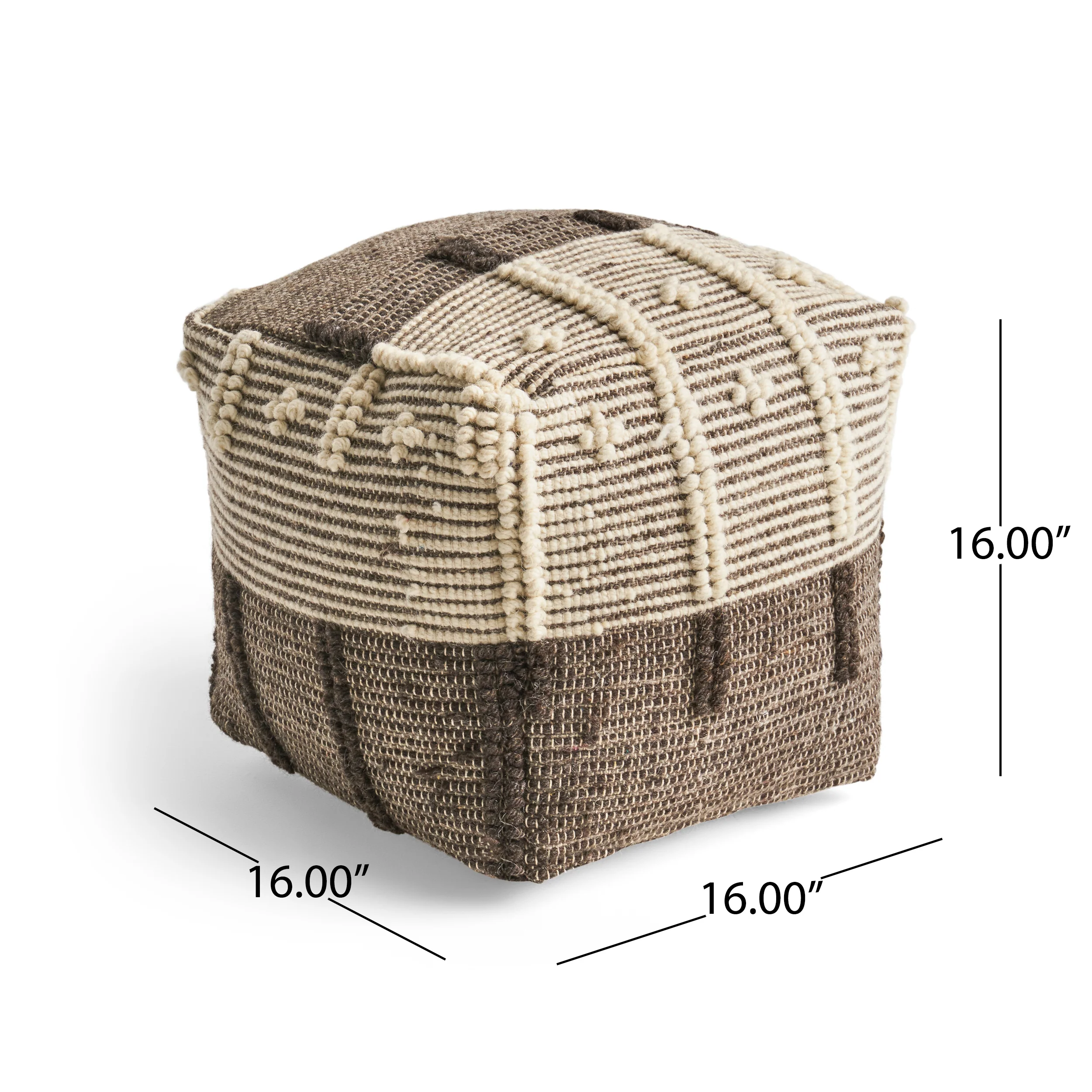 Murphie Boho Wool and Cotton Ottoman Pouf - furnishings