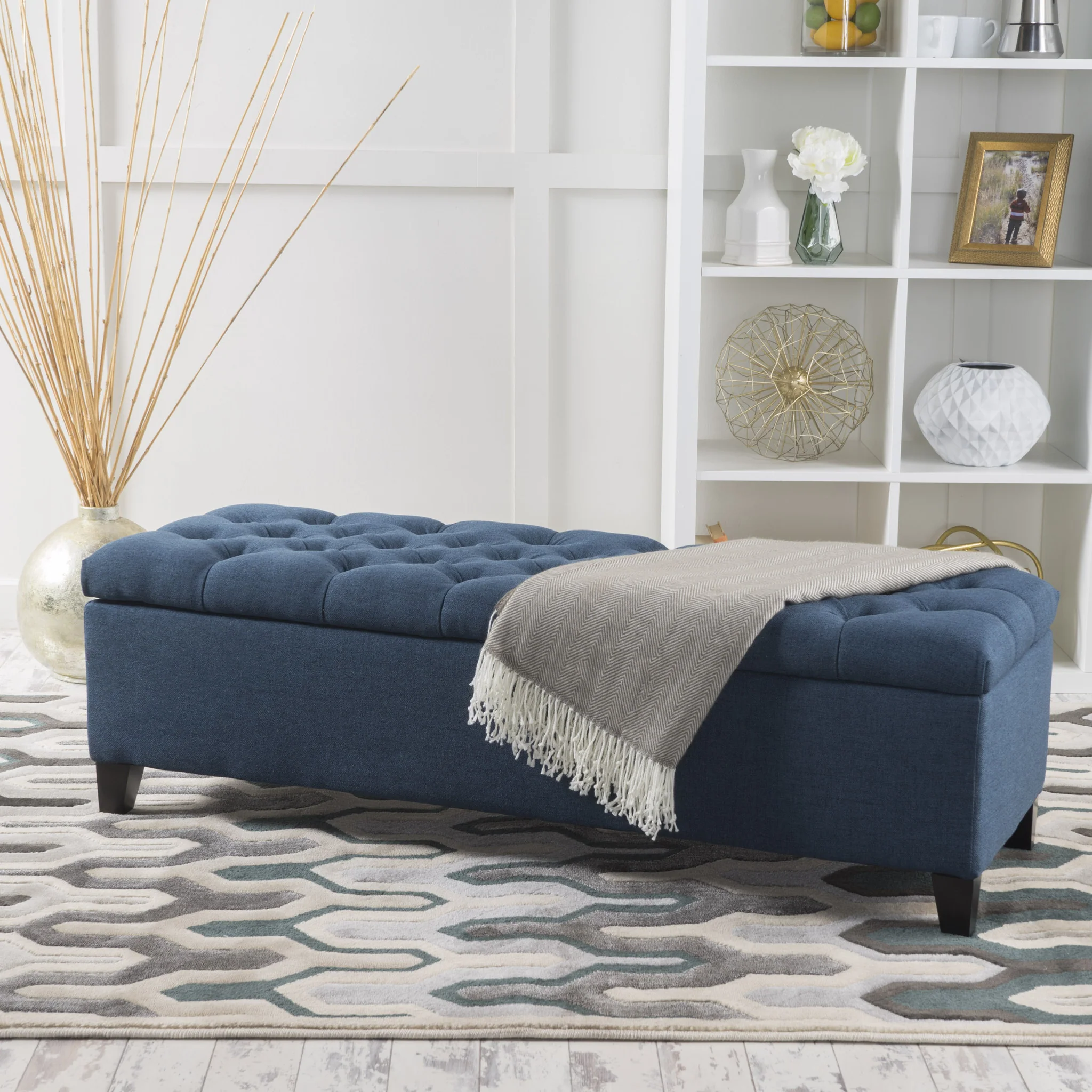 Molle Contemporary Button-Tufted Fabric Storage Ottoman Bench - furnishings