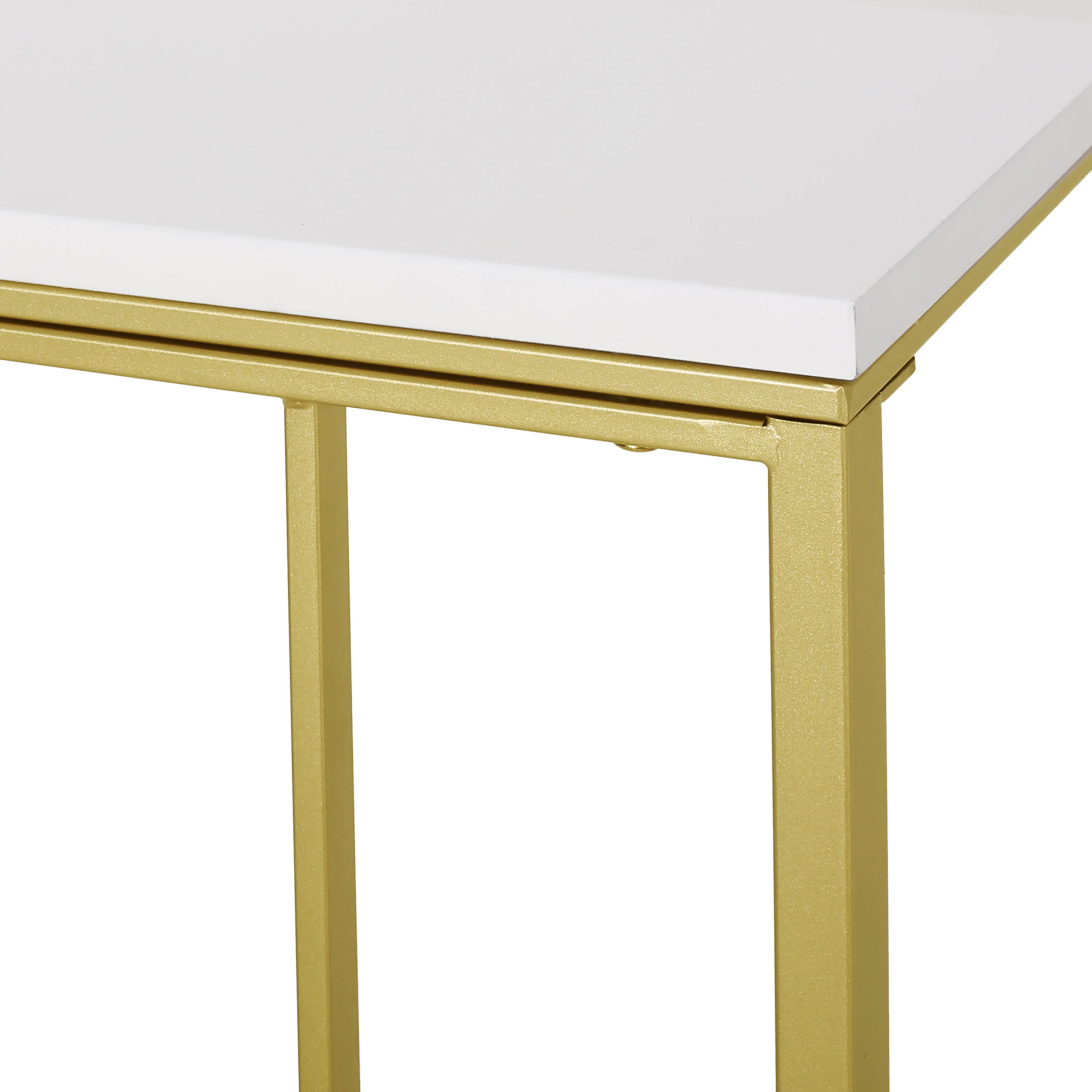 Baywinds Modern Glam C Side Table, Set of 2, White and Champagne Gold - furnishings