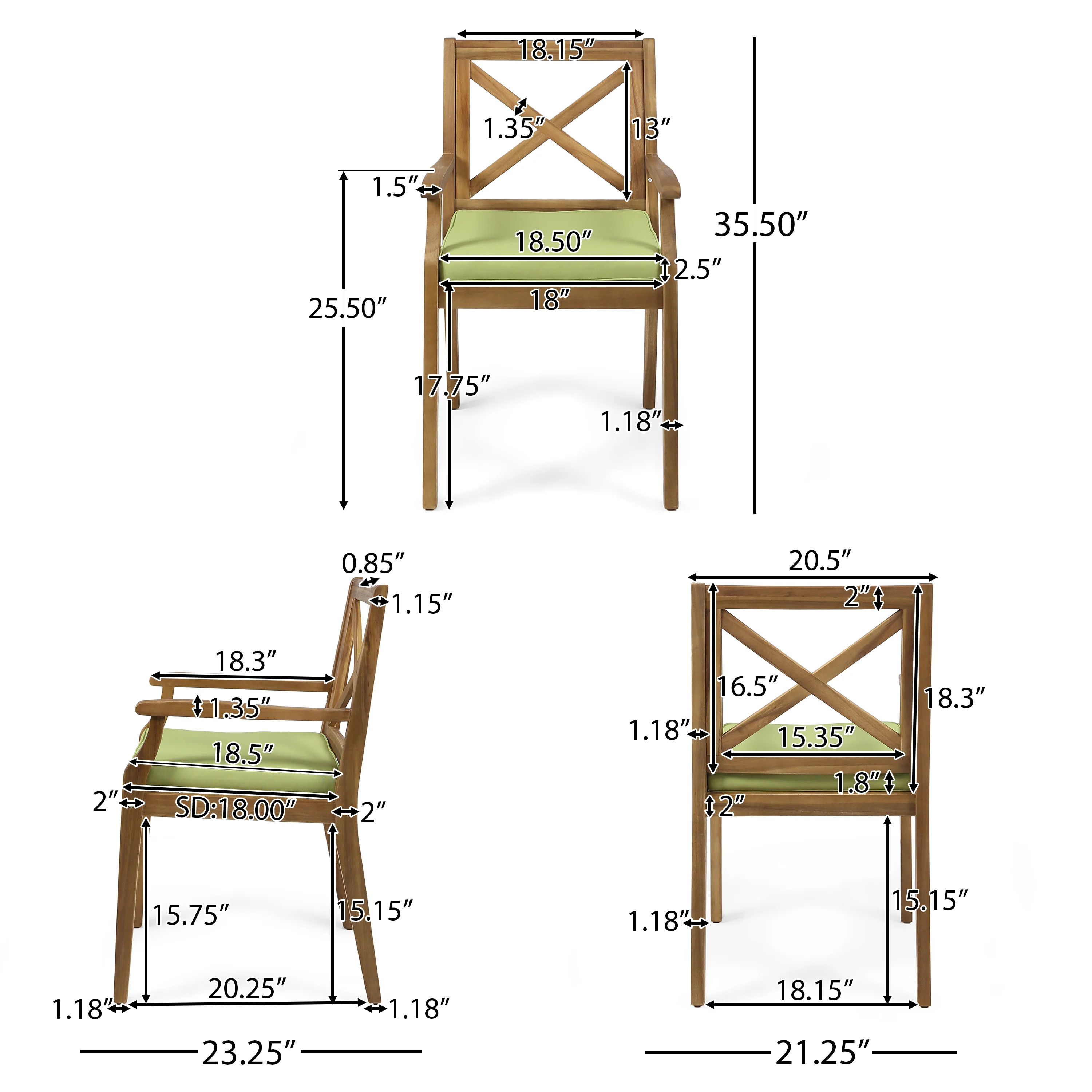 Byrd Outdoor 7 Piece Acacia Wood Dining Set - furnishings