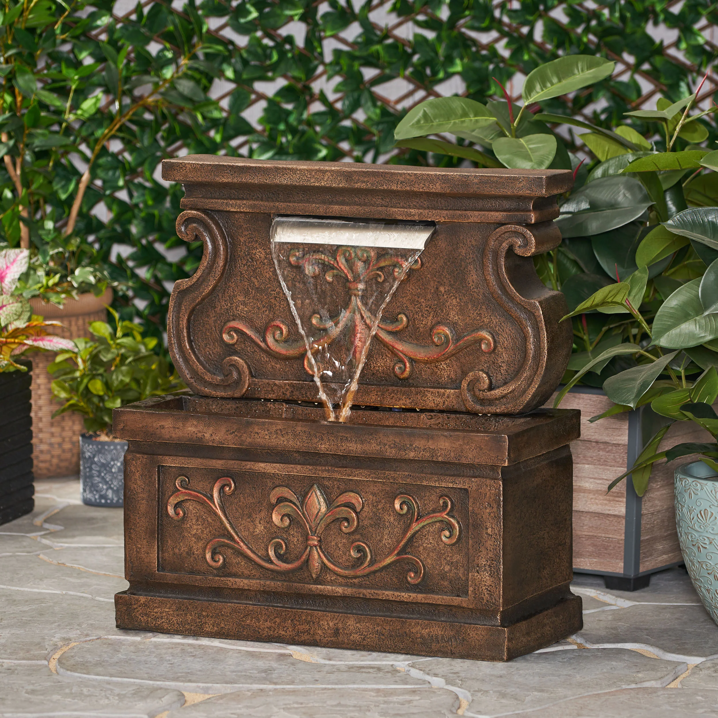 Lyerly Outdoor Patina Fountain - furnishings