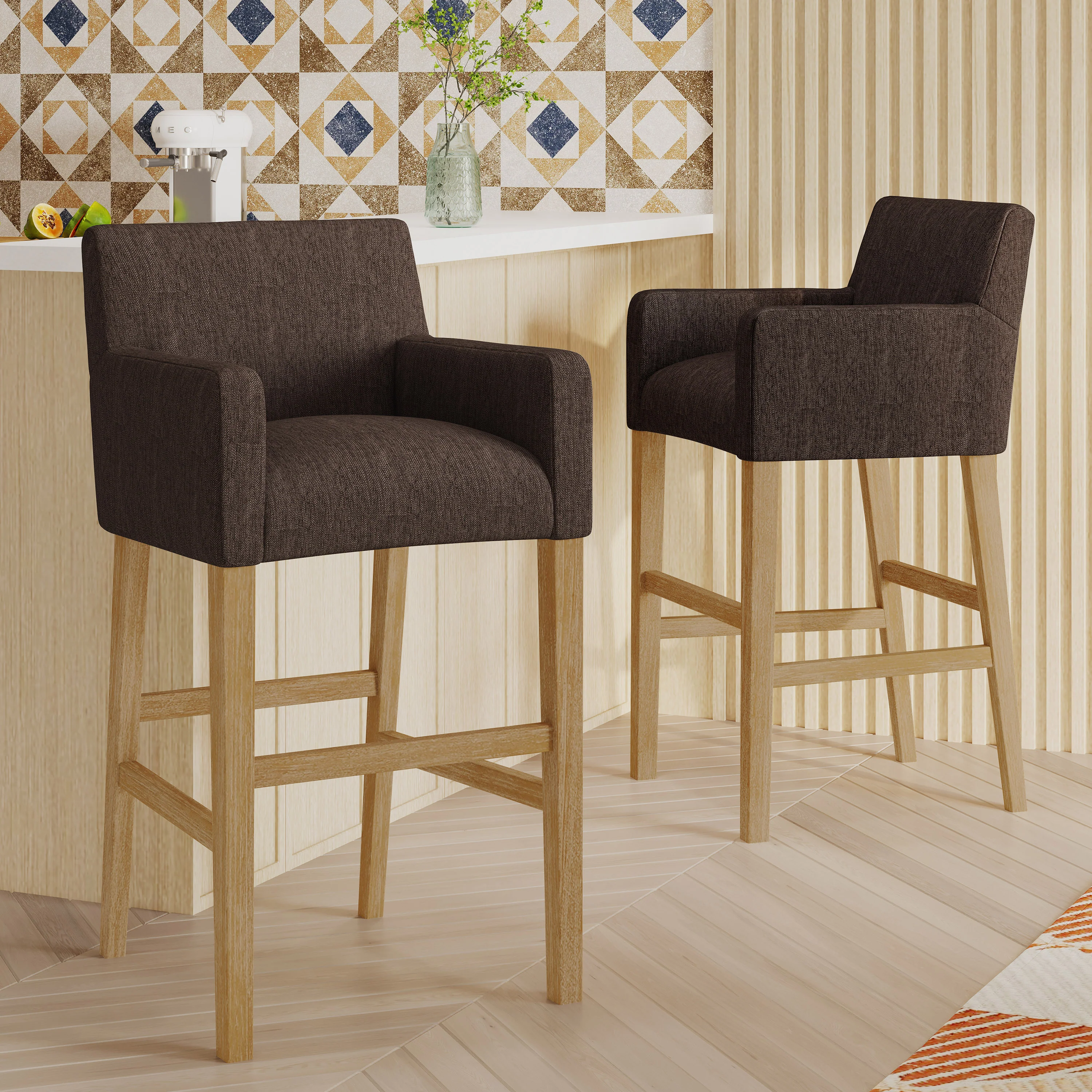 Chaparral Contemporary Fabric Upholstered Wood 30.5 inch Barstools (Set of 2) - furnishings