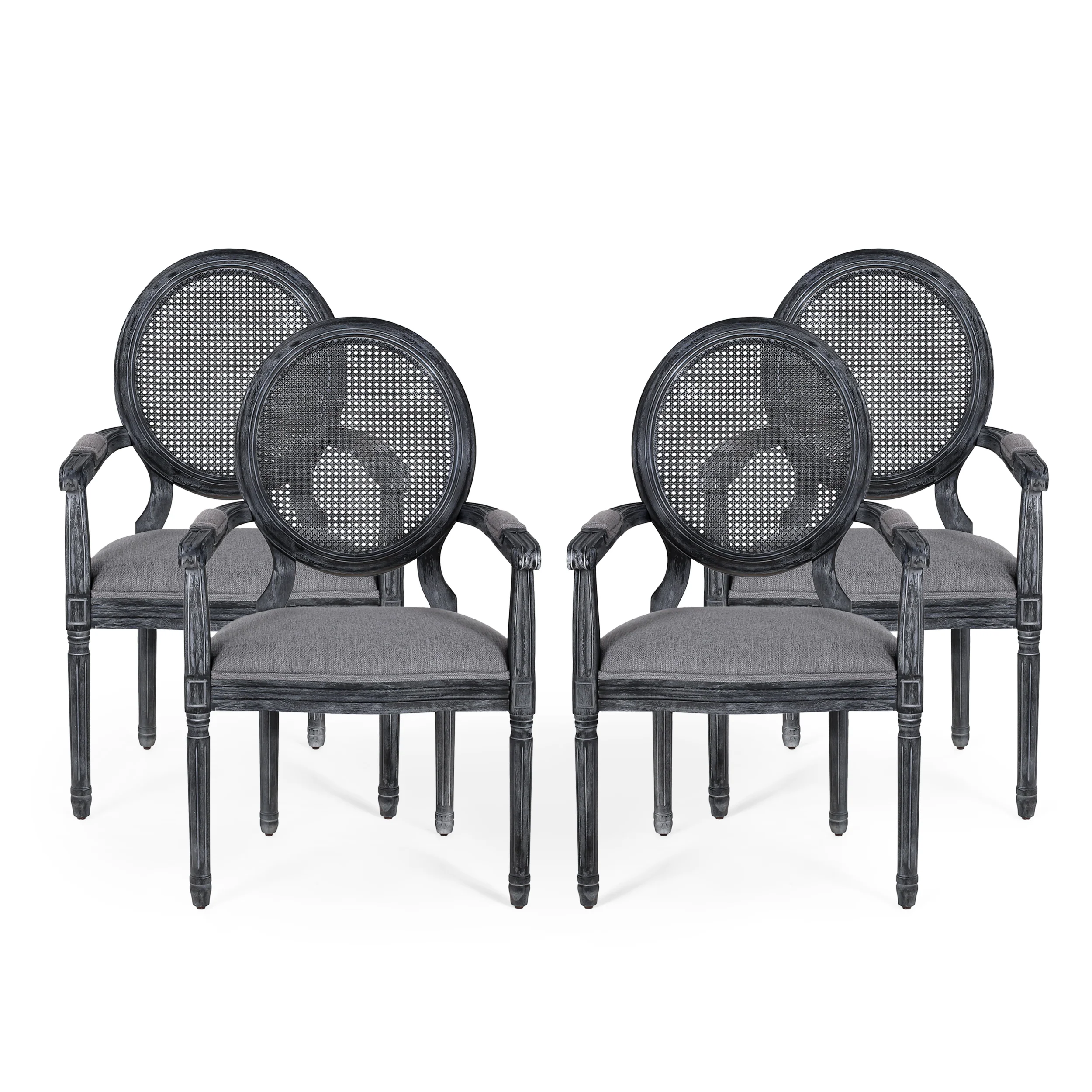 Aisenbrey French Country Wood and Cane Upholstered Dining Chair - furnishings