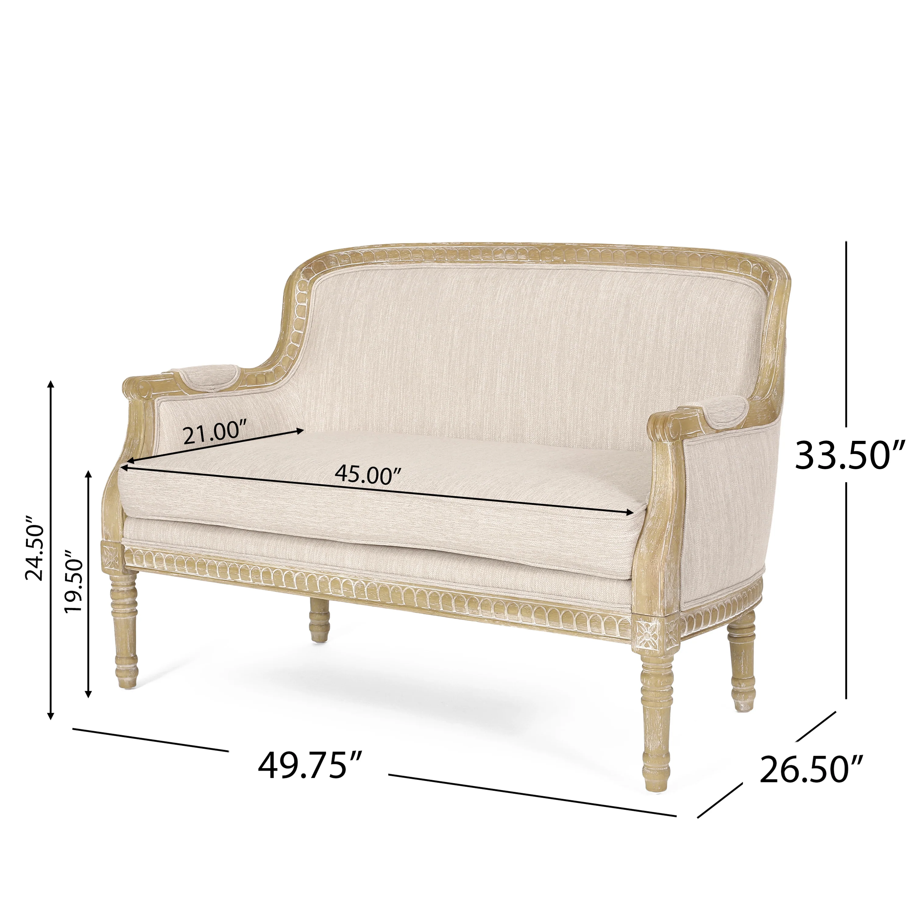 Alton French Country Fabric Upholstered Loveseat - furnishings