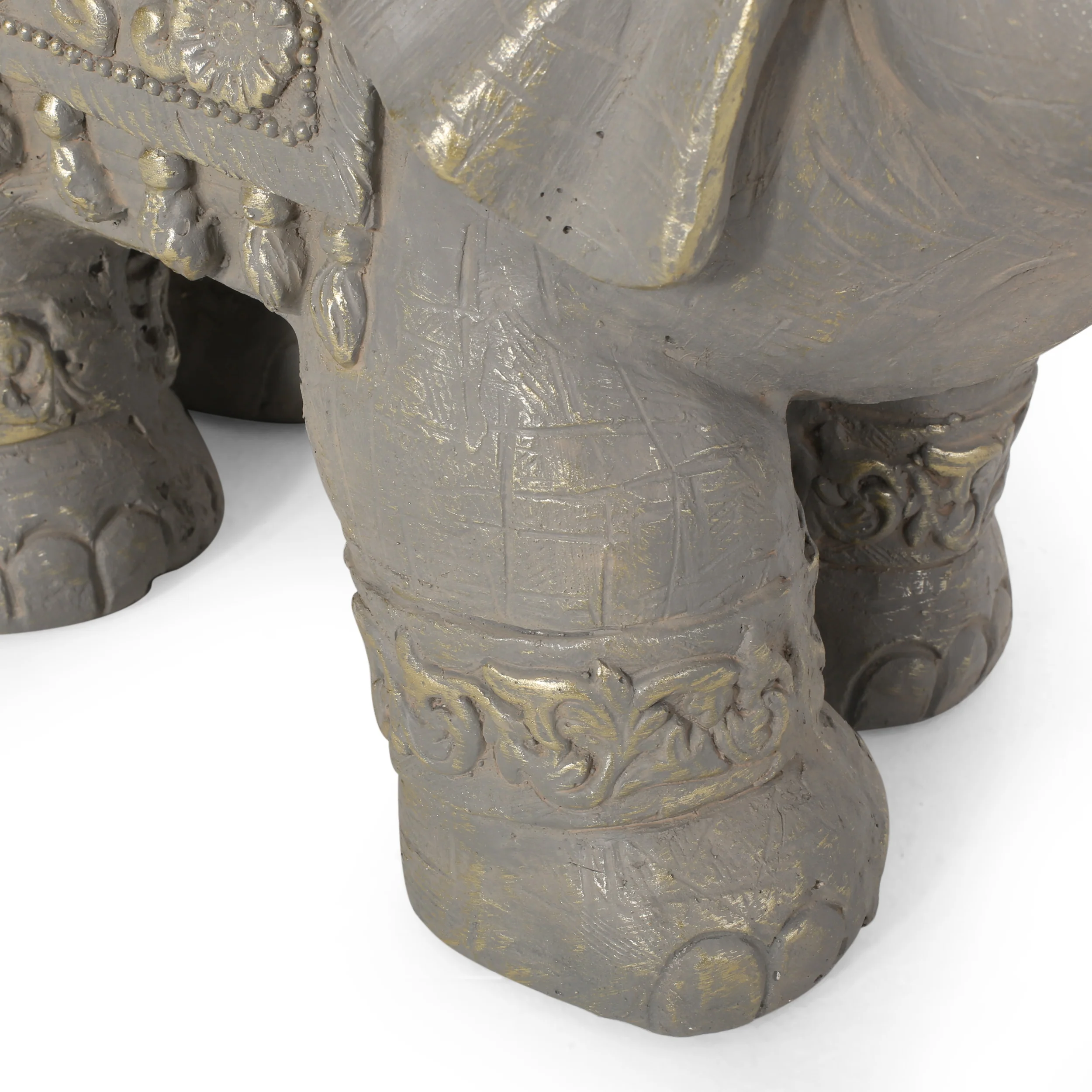 Pierpont Outdoor Elephant Garden Statue, Gray and Gold - furnishings