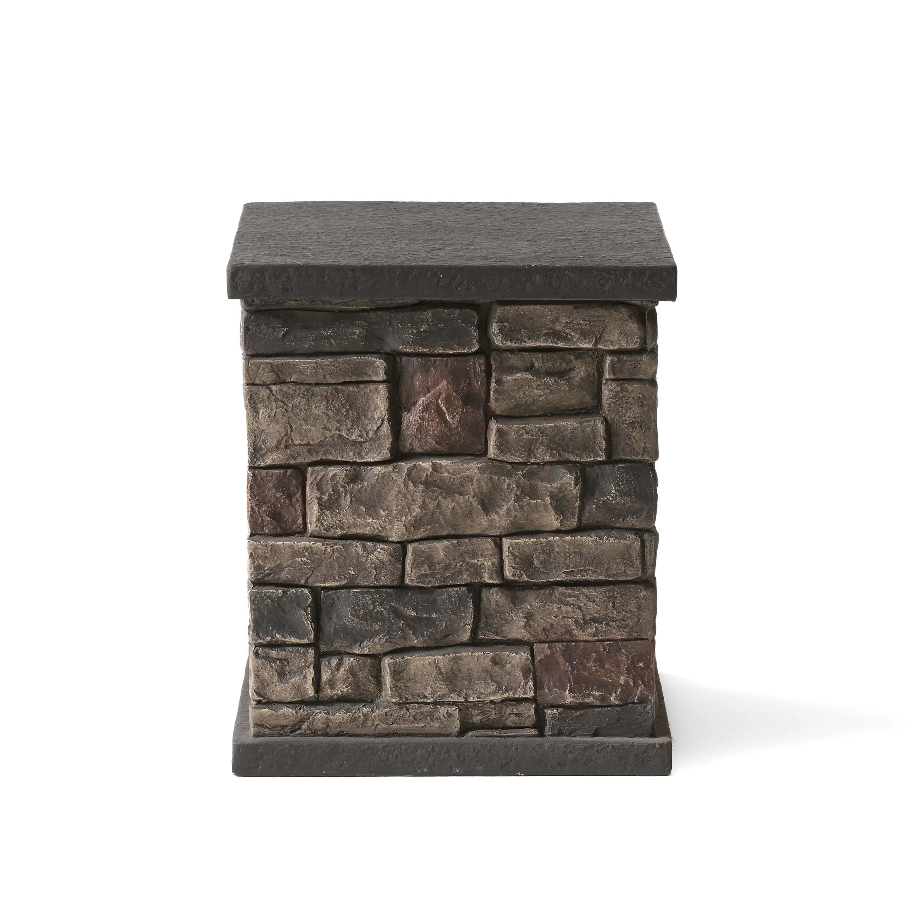Troy Outdoor Lightweight Concrete Tank Holder Side Table, Stone Finish - furnishings